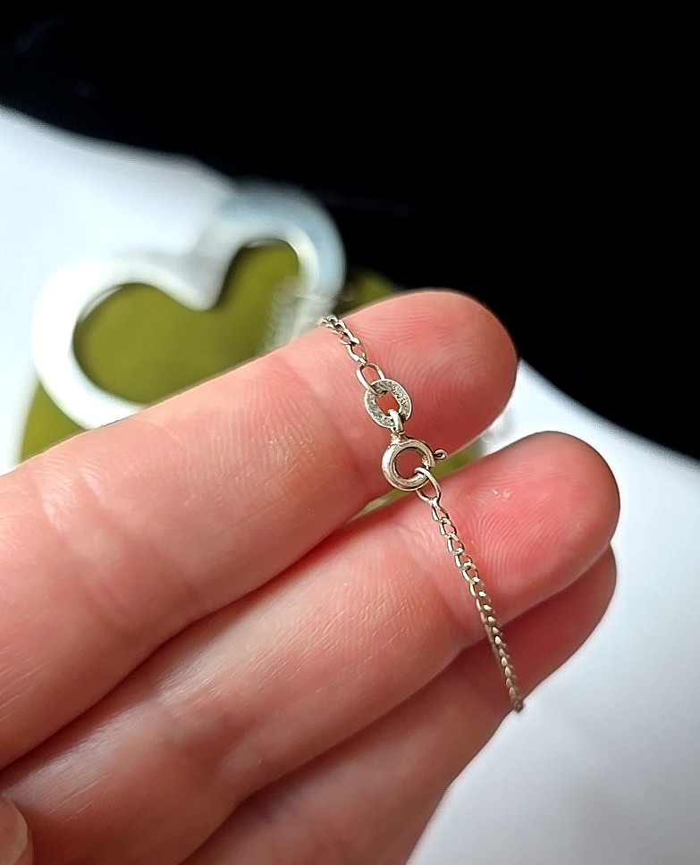 Vintage Sterling Silver 925 Puff Heart Pendant 2″ W Chain Necklace 24″ L