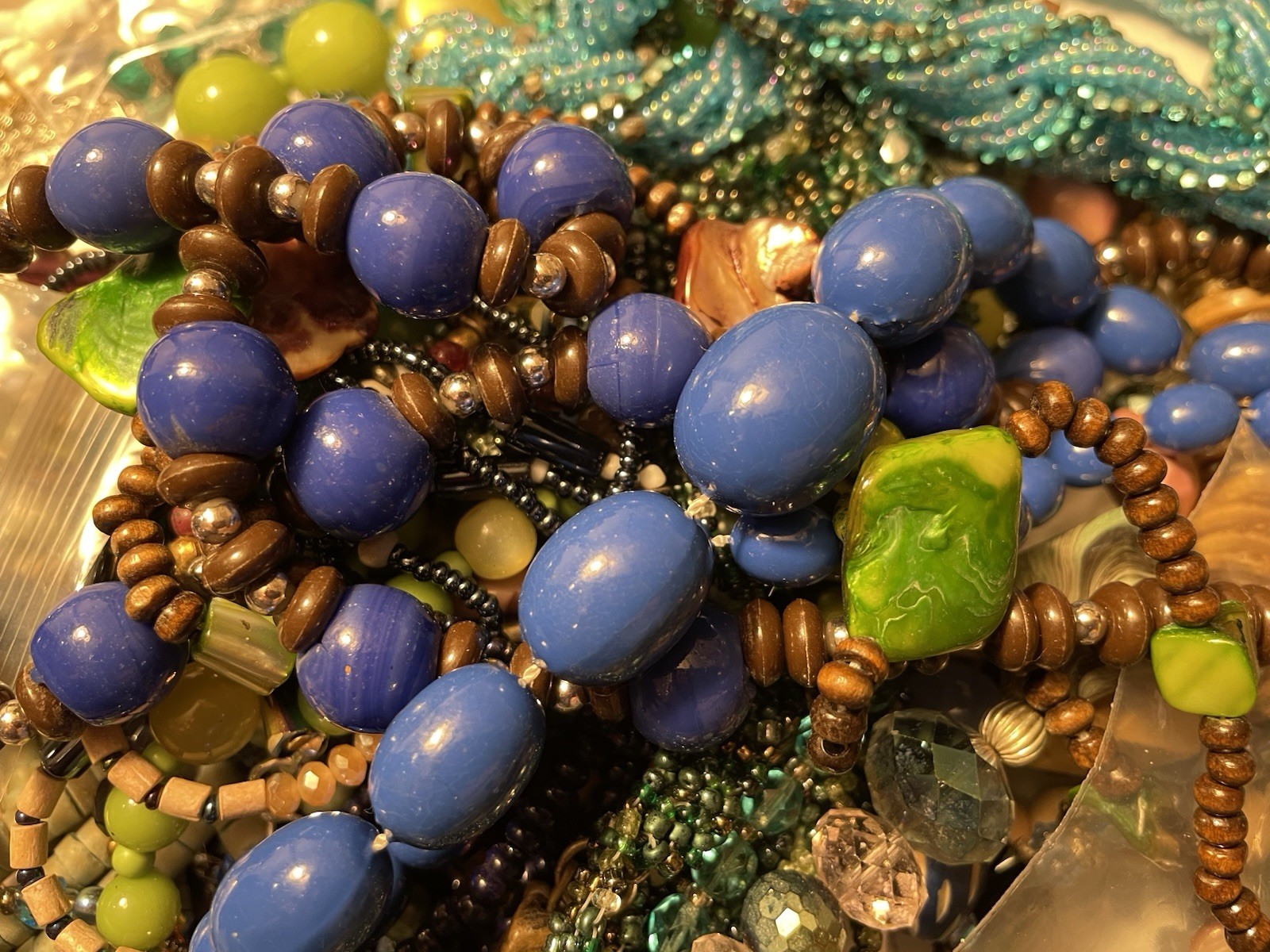 4Lb Mixed Mystery Jewelry Lot Vintage Mod Boho Beaded Necklaces Bracelets