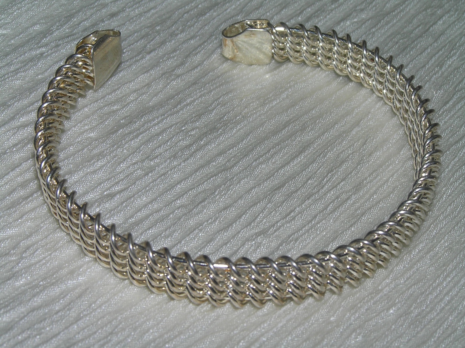 Estate Slightly Flexible Silvertone Mesh Cuff Bangle Bracelet – 2 and 3/8th’s in