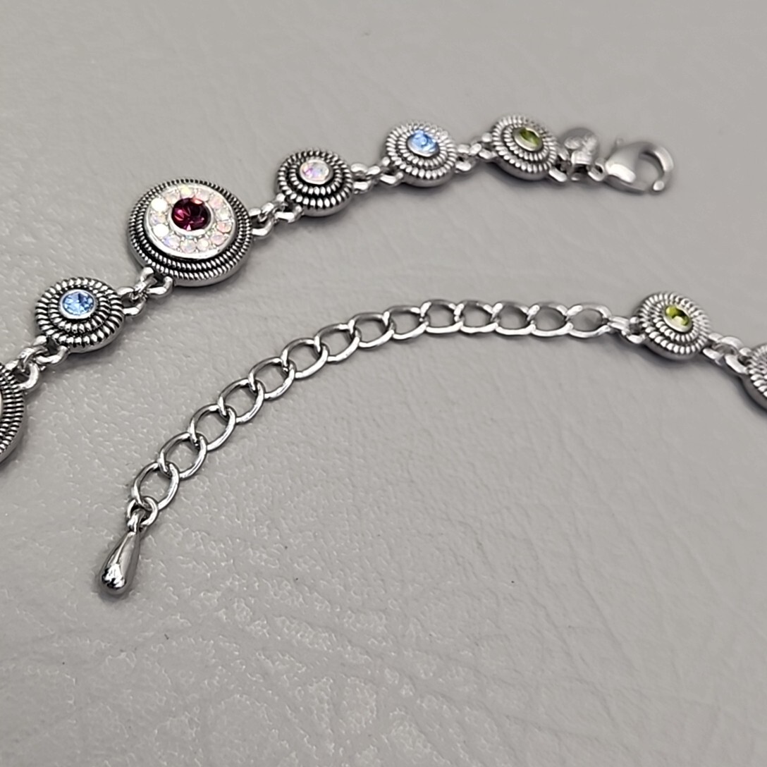 Vintage Lia Sophia Colorama Necklace Seltzer AB Rhinestones Round Linked 19″