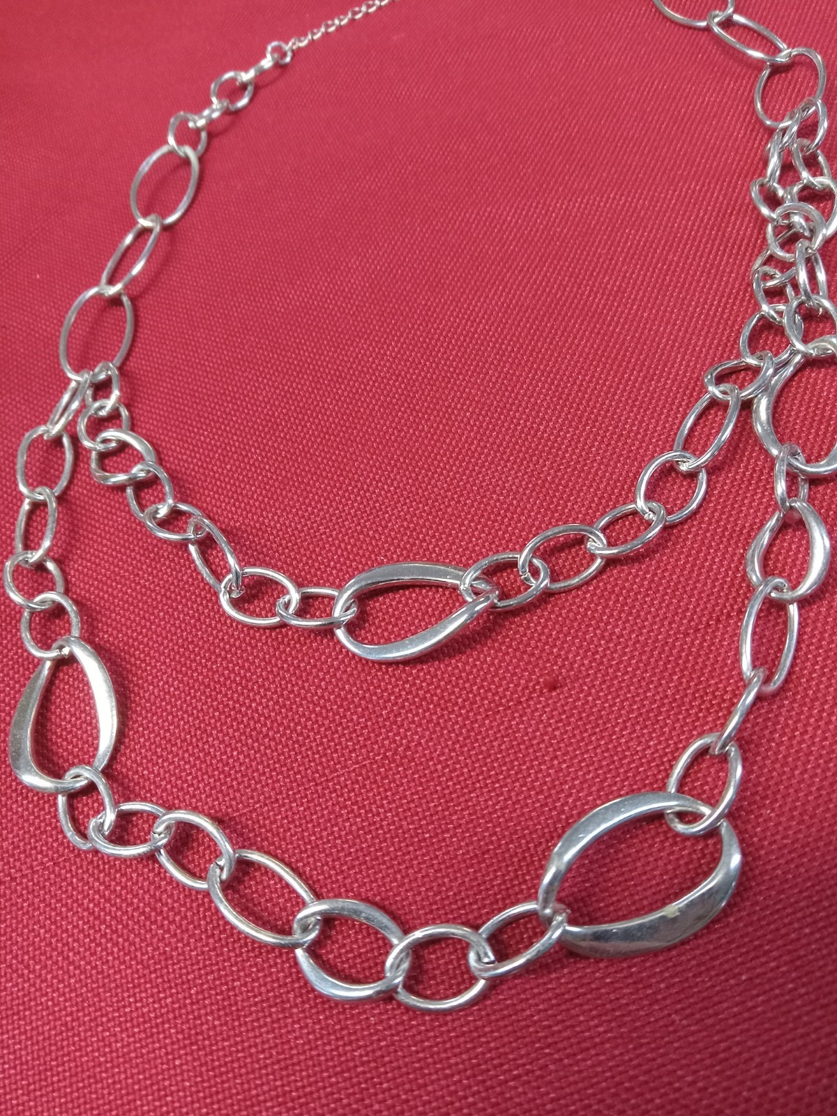 Vintage Silver Toned Double Strand Chain 18″ Necklace
