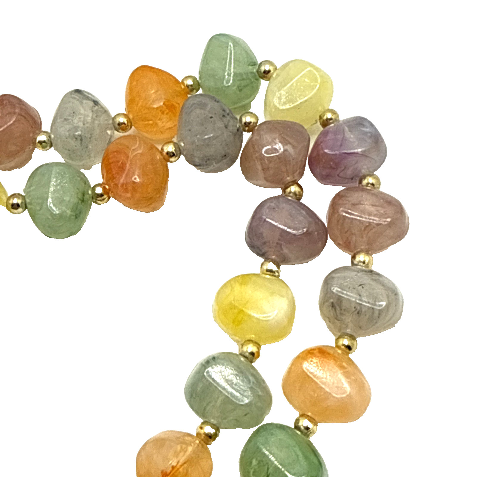 Vintage Faux Stone Lucite Bead Necklace Multicolor Earth Tones Matinee 24″