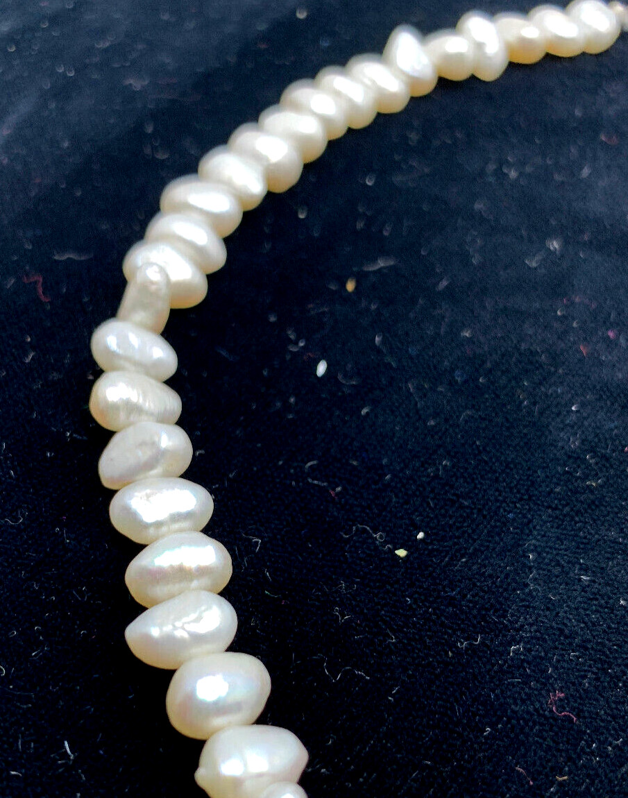Vintage Single Strand Baroque Freshwater Pearl Necklace 60s 70s White MCM