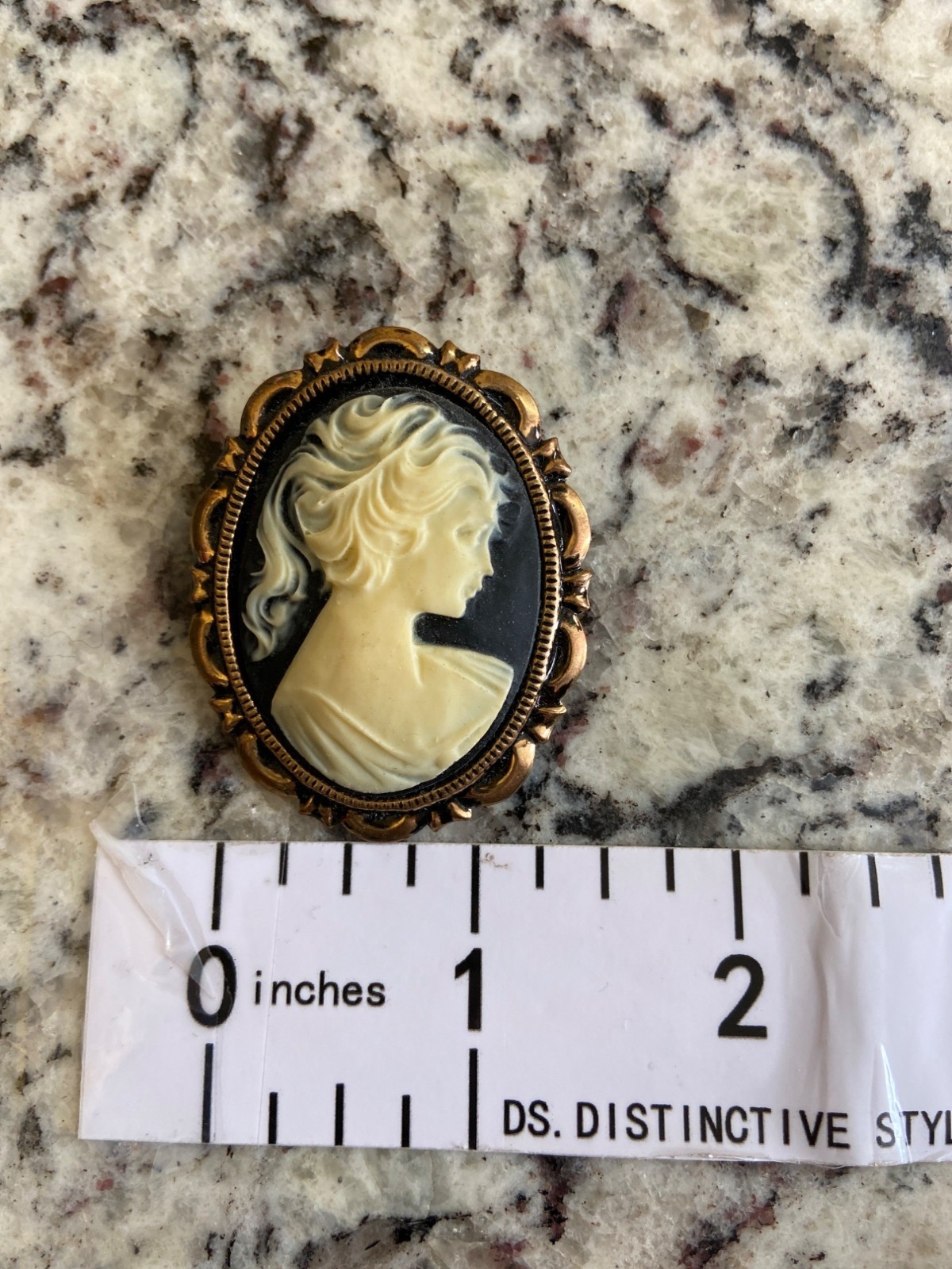Vintage Cameo Brooch Gold Tone Oval Lady Portrait Pin Victorian Revival Style