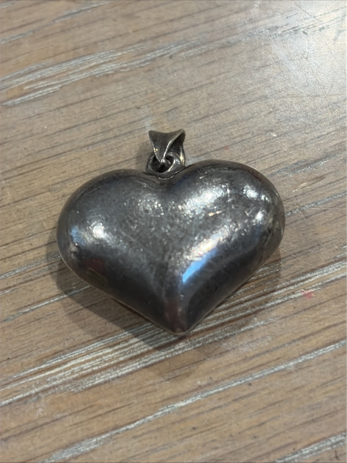 Vintage 925 Sterling Silver Puff Heart Pendant Charm
