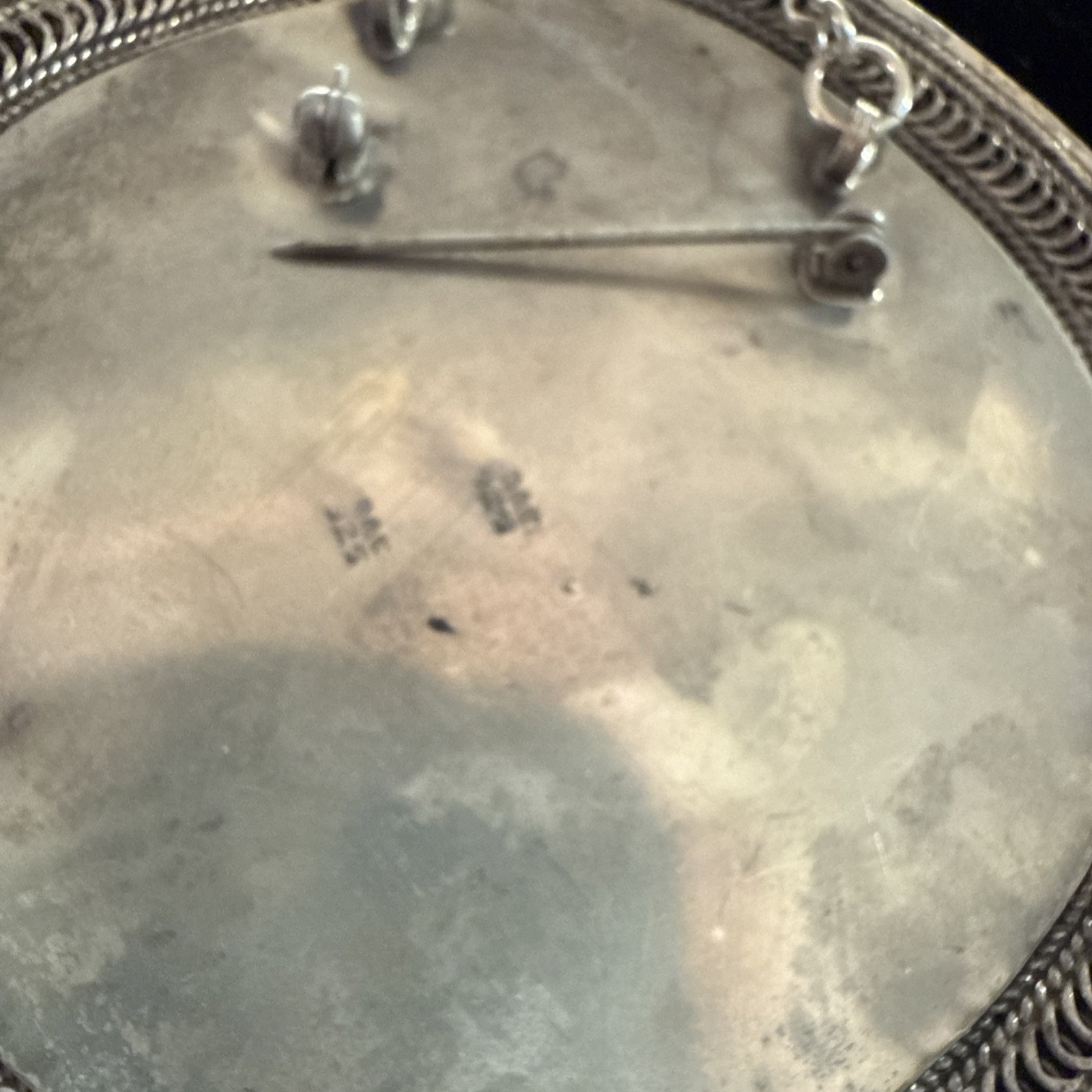 Antique Yemenite Roman Glass Necklace Sterling Silver See Notes