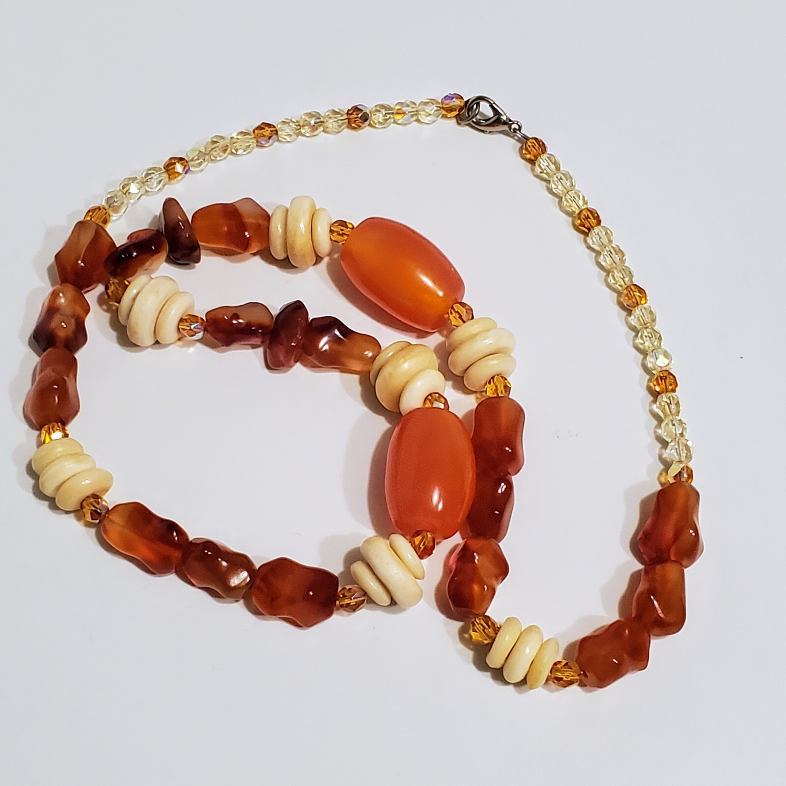 Bead Necklace Carnelian Agate Bone Crystal Butterscotch Egg Yolk Amber Beads UV