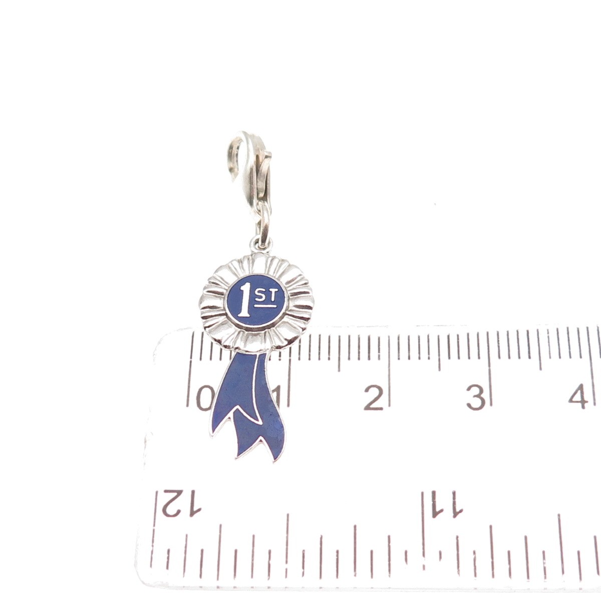 Griffith & Sons 925 Sterling Vintage Enamel 1st Place Lobster Lock Mini Pendant