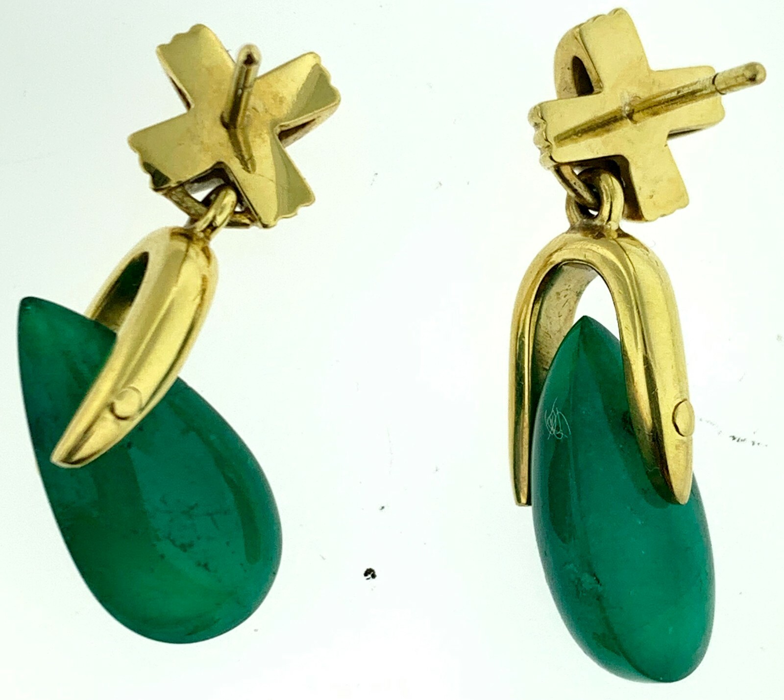 CERTIFIED NATURAL COLOMBIAN EMERALDS 17.5 CTS IN 18K GOLD FINE EARRINGS~$8,015.0