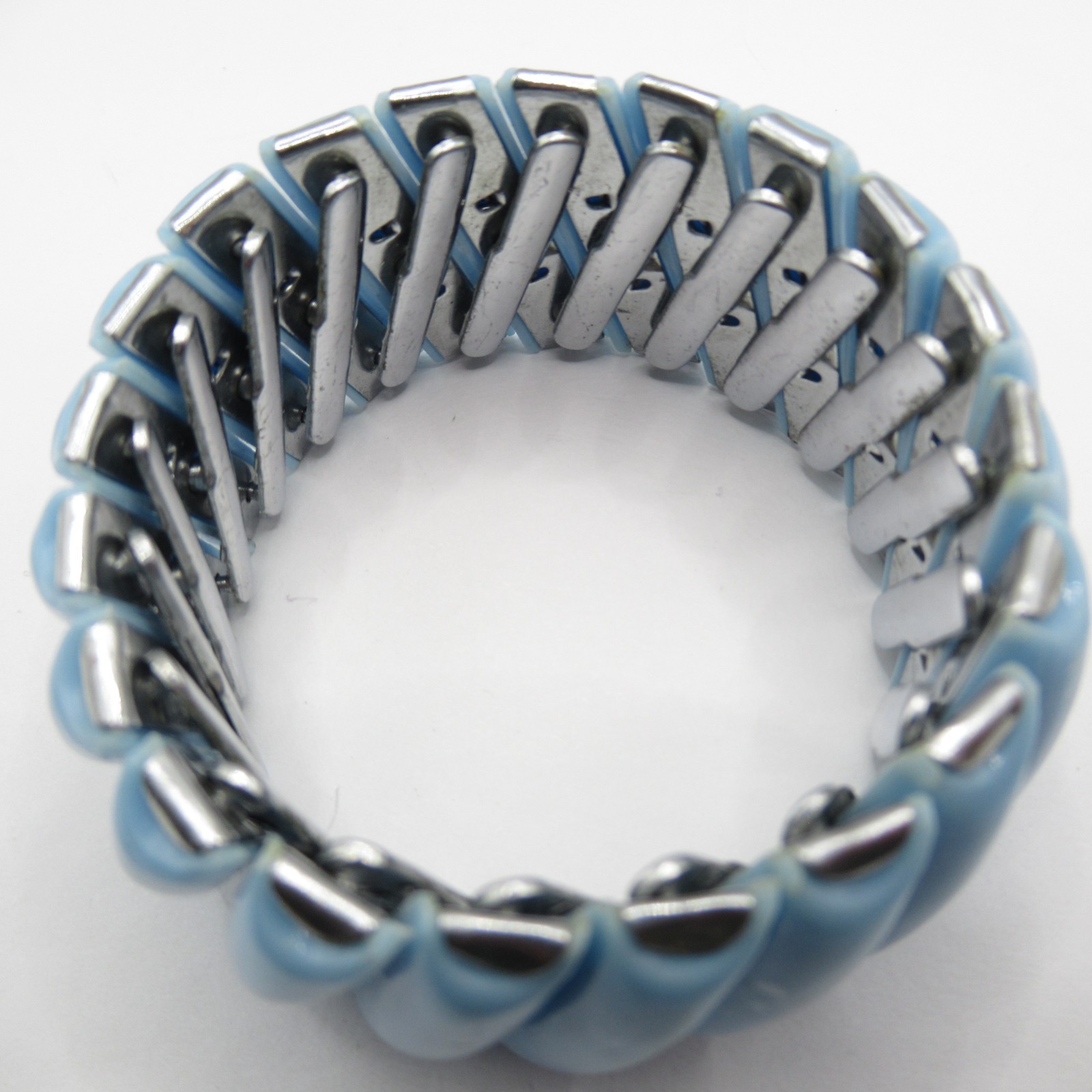 Blue Lucite or Thermoset Expansion Bracelet Signed Japan Vintage MCM