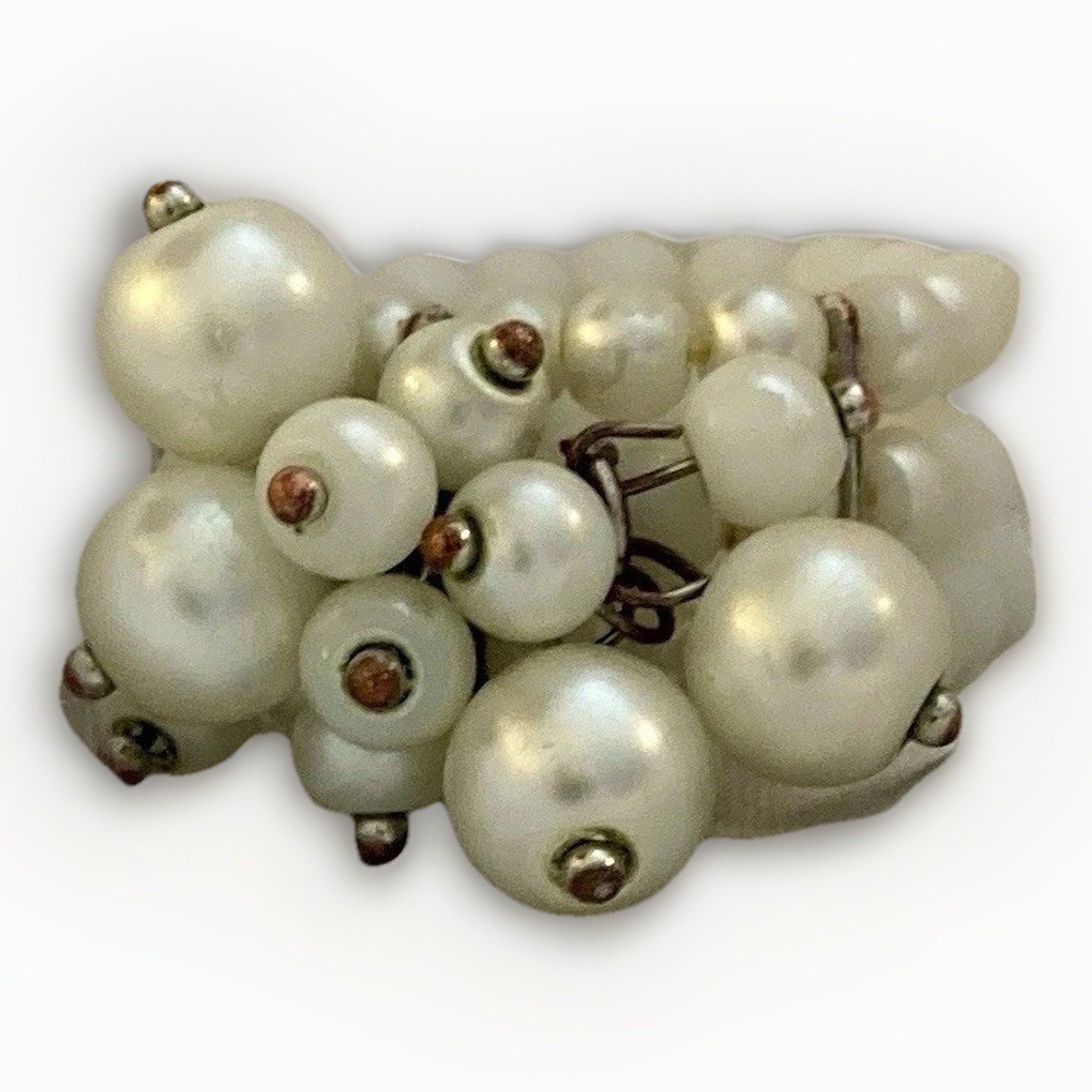 Vintage Art Deco Faux Pearl Cluster Ring Unsigned Jewelry