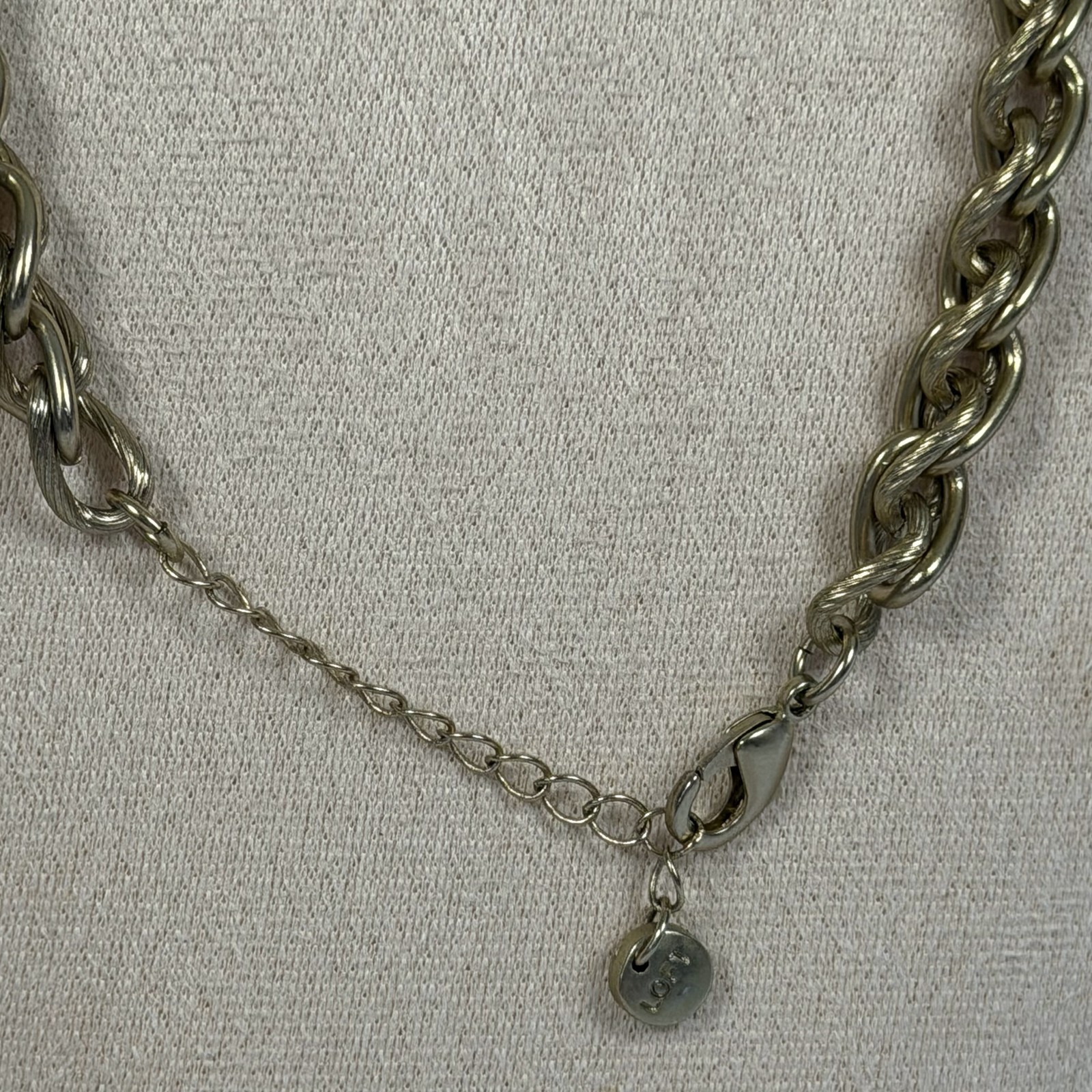 Loft White Acrylic Statement Necklace Faceted Square Bezel-Set Gems VTG 2000s