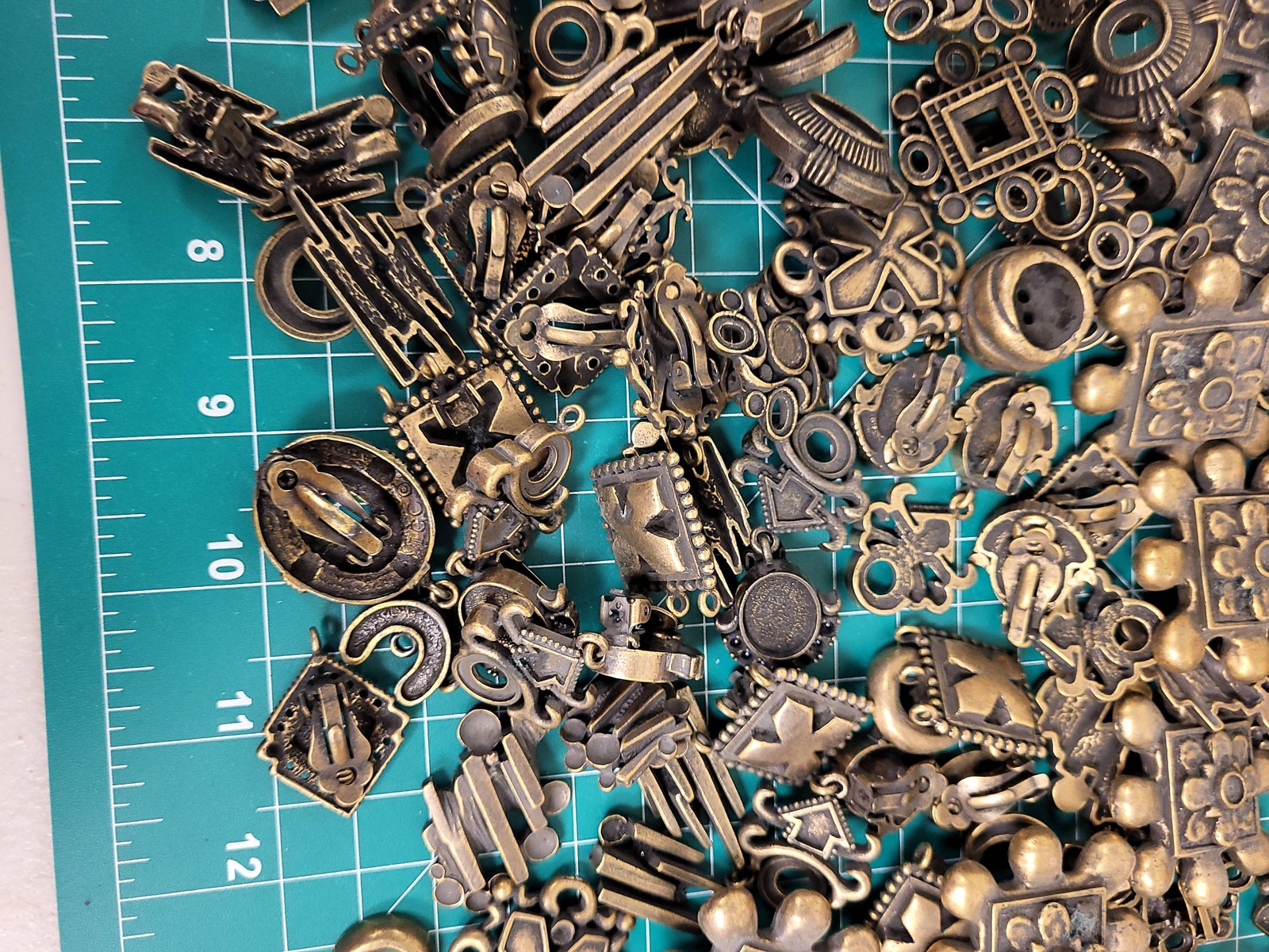 Antique Bronze Tone Clip On Earrings Pendant Lot Jewelry Making Craft Supplies