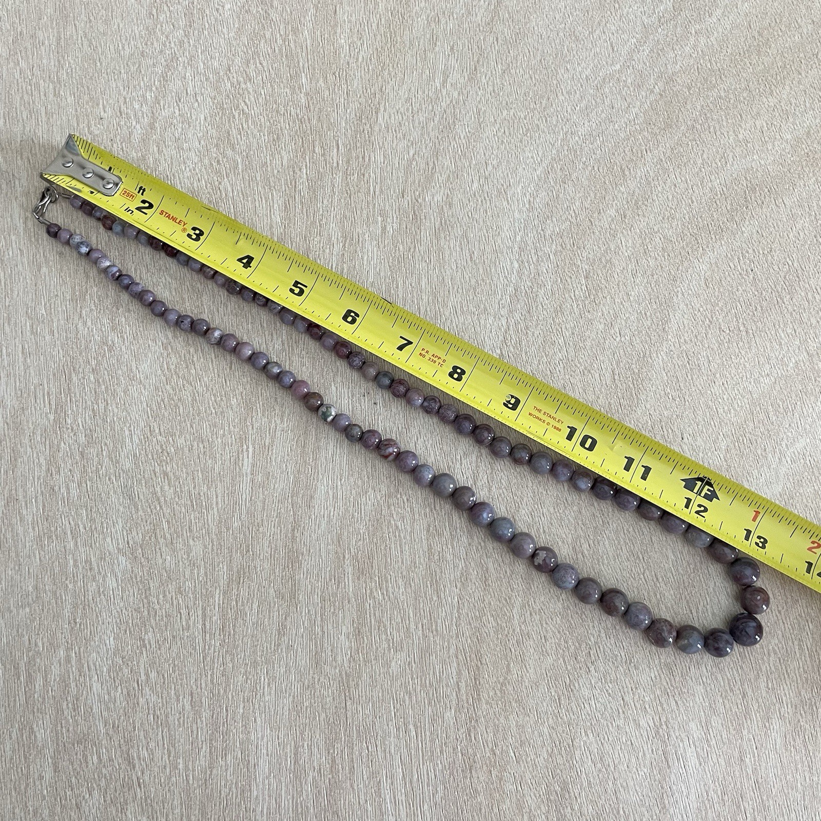 Unicorn Stone Graduated Beaded Necklace 26-27” Purple Pink Lepidolite Madagascar