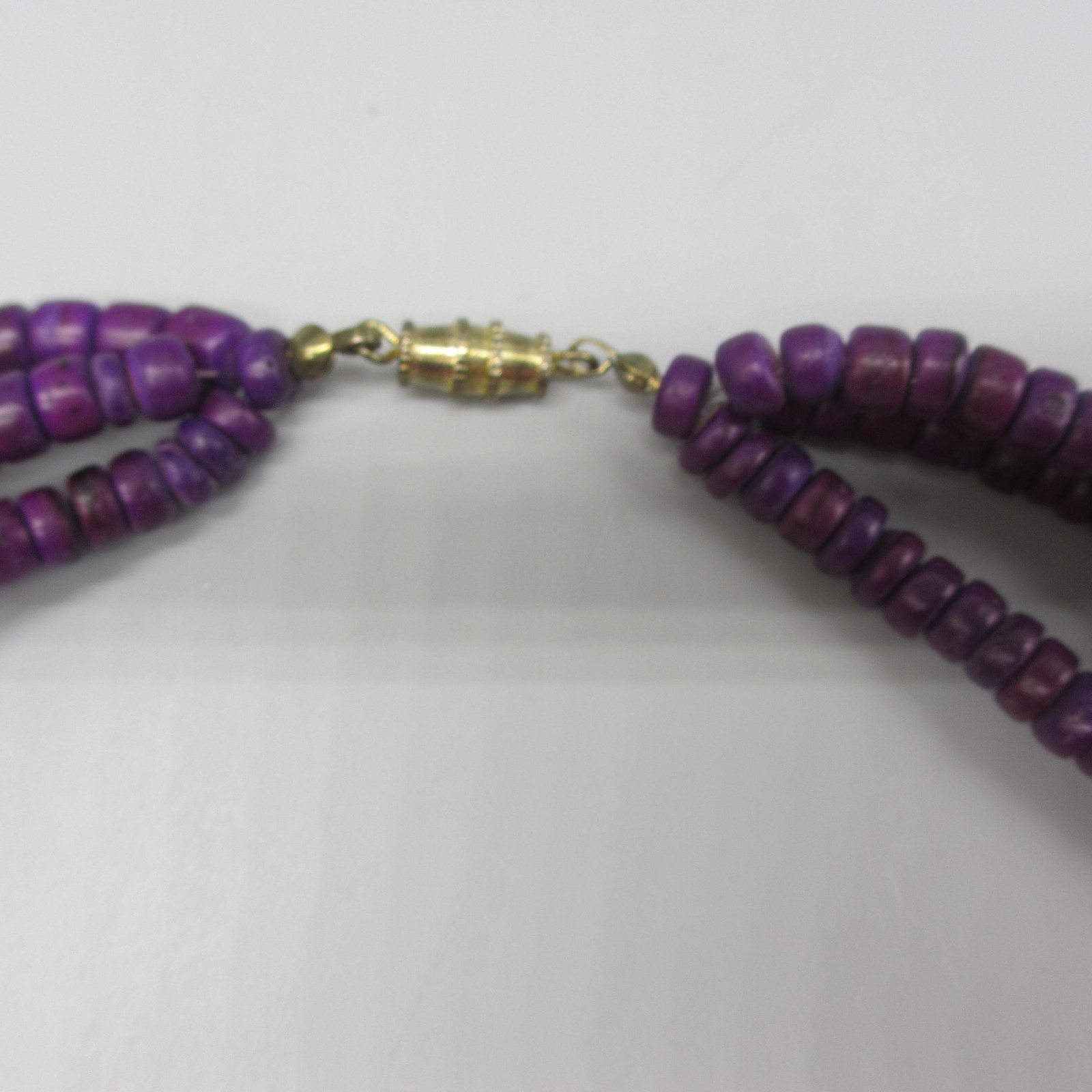 Vintage Parrot Necklace Wood Purple Discs Layered Bead Tropical Beachy 22 Inch