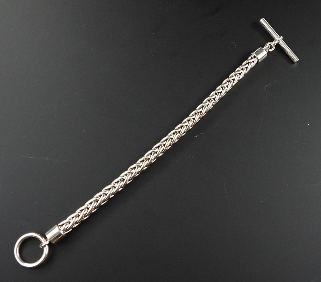 Vintage Sterling Silver 925 Wheat Chain Bracelet Toggle Clasp 7.5″ Spiga Women