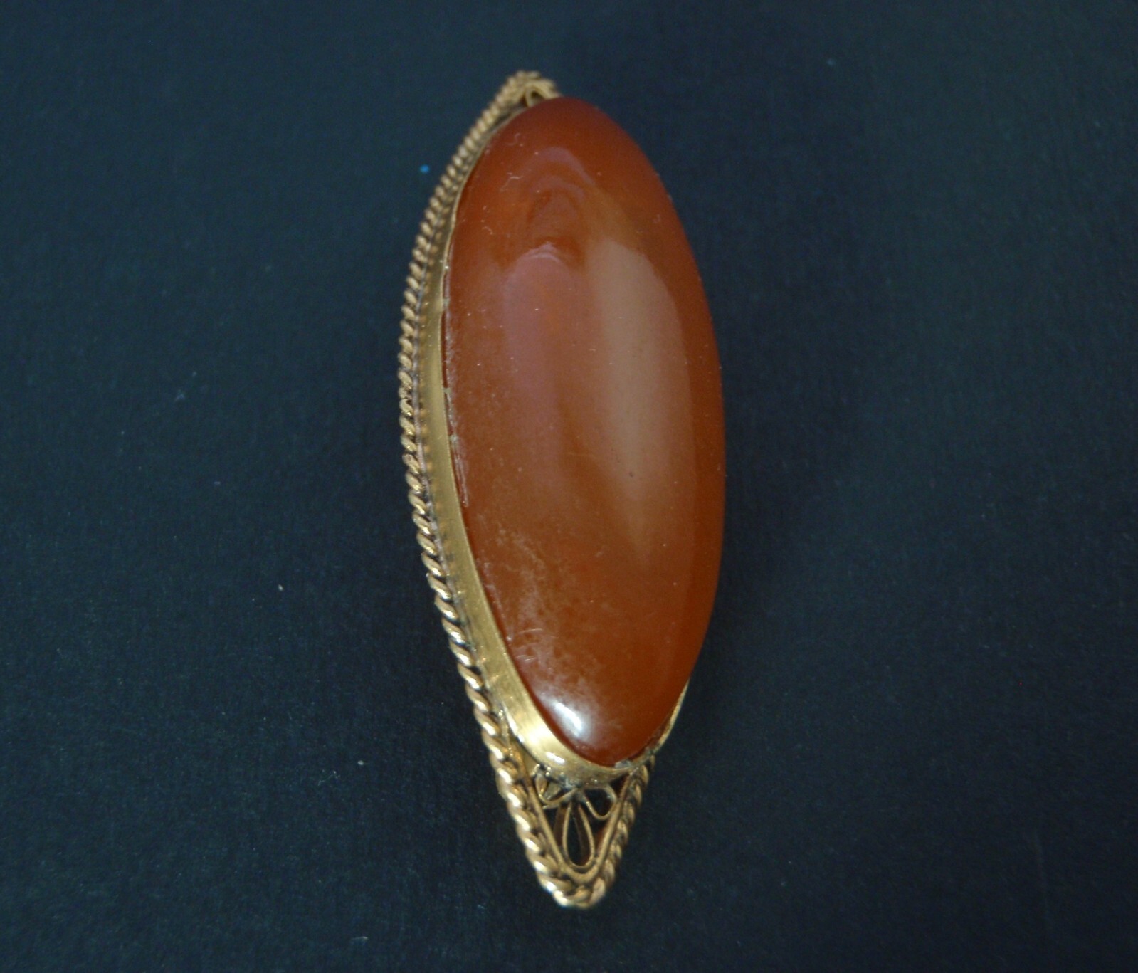 1960 AMBER Vintage Brooch Art Deco Pin Antique Handmade Gold Plated Original 100