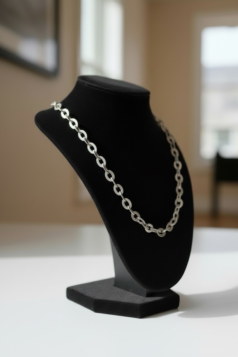 Vintage 925 Sterling Silver Flat Oval Cable Link Chain By PC 20”
