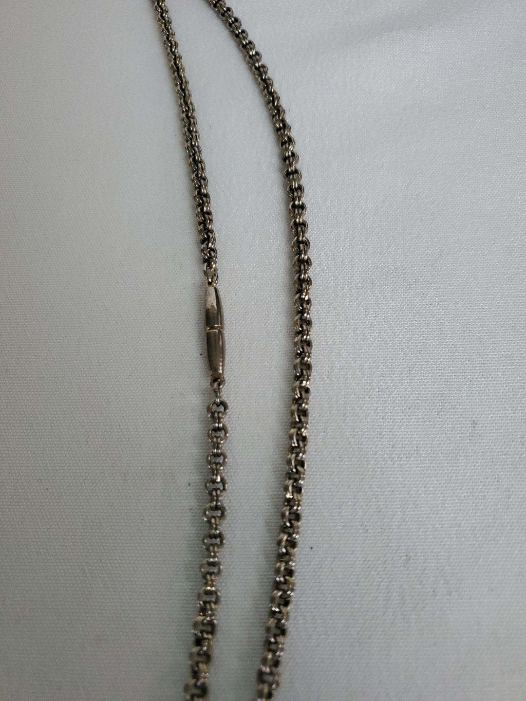 Old Double Rolo Link Chain Necklace Very Long 60 in Signed Marino No Clasp