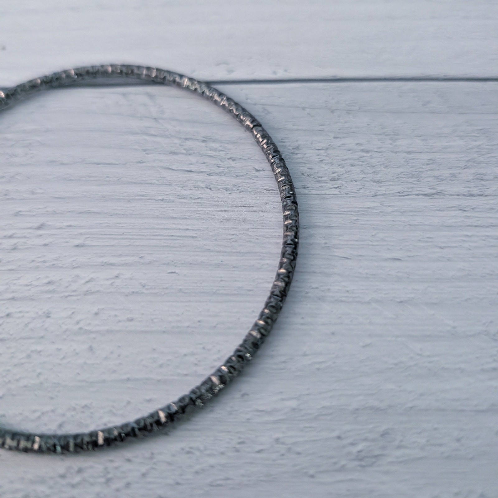 Vintage Bangle – Dark Metal with Pattern – A Bit Over 8.5″