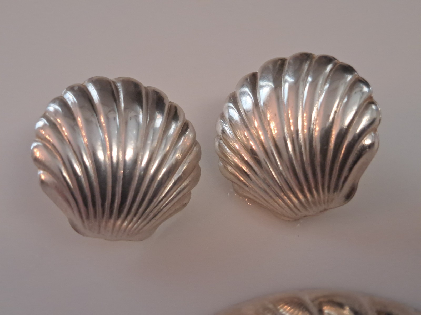 VTG Puffy Shell Necklace Sterling & Scallop Earrings Set Coastal 925 Beach Sea