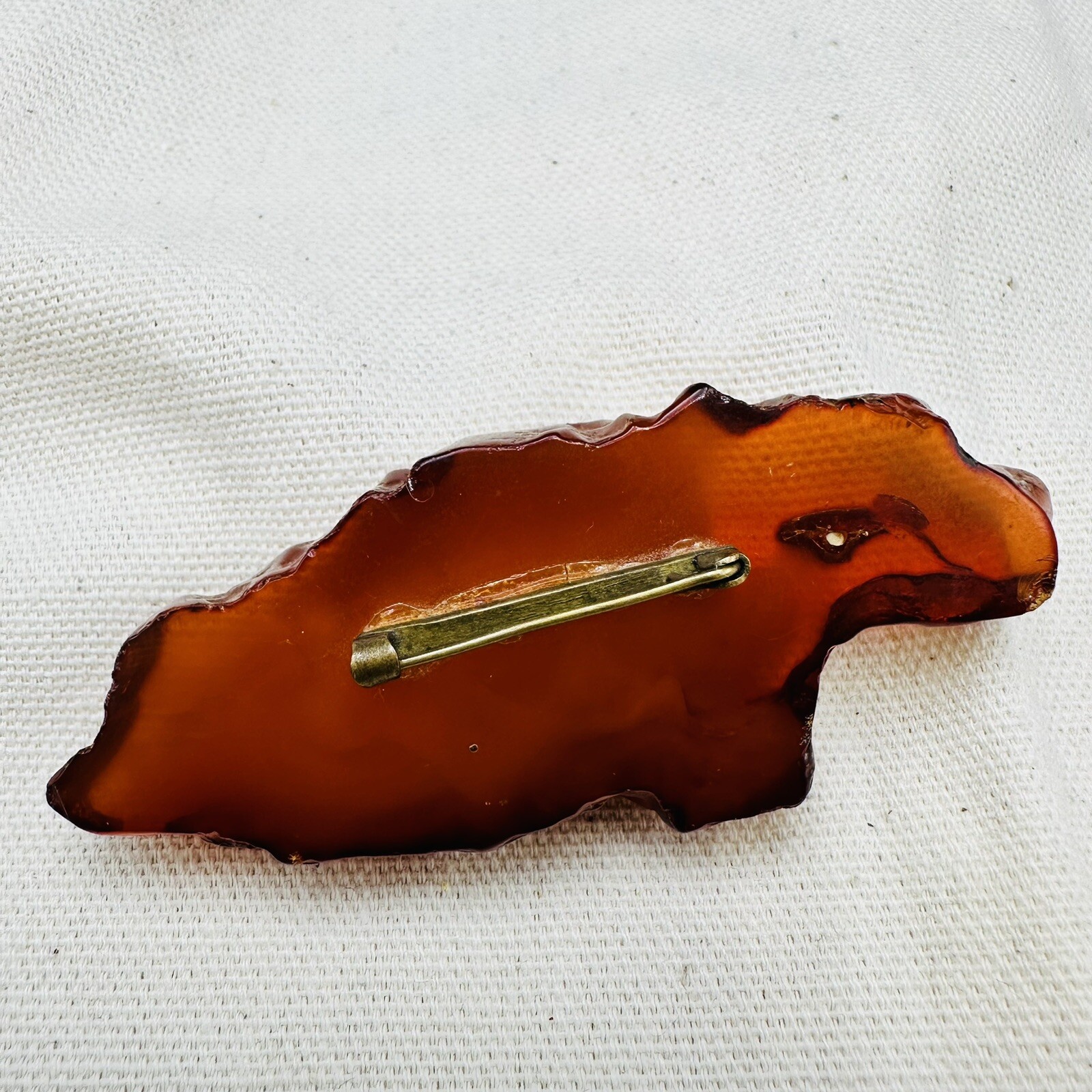 Vintage Genuine Baltic Amber Cognac Brooch USSR 1960s