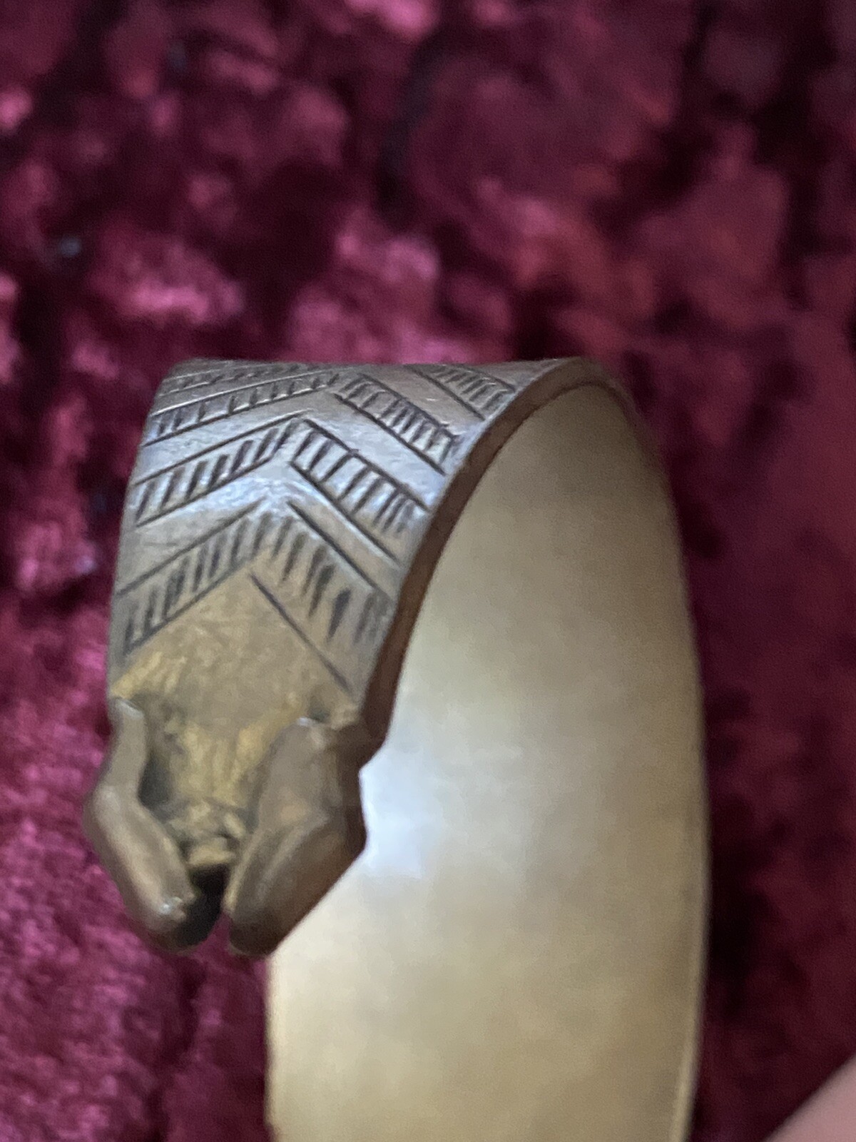 Antique Moroccan Brass Bracelet Hand Designed Berber Ethnic Tuareg Cuff Bangle