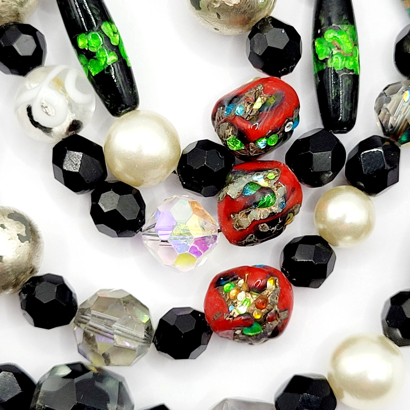 Art Glass Bead Strands Multi Color Style Foil Venetian Lampwork Crystal Necklace
