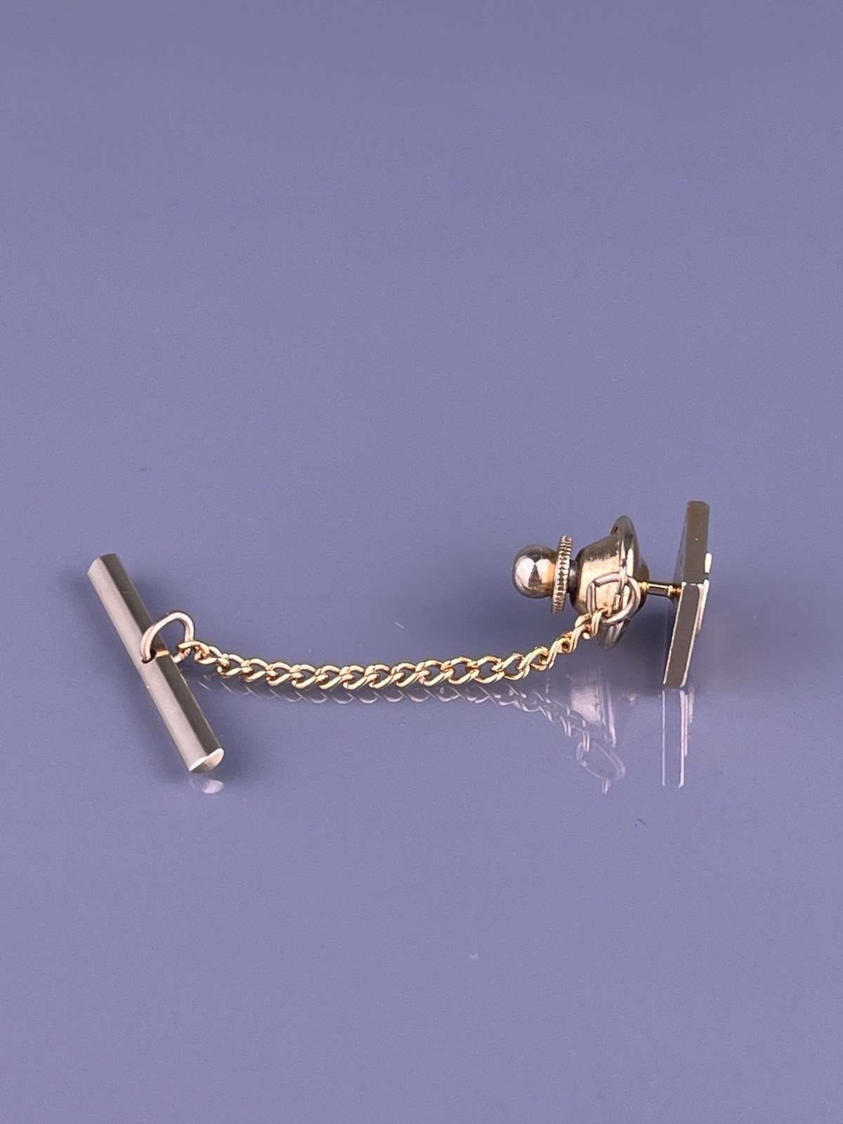 W Initial Tie Tack Lapel Pin Gold Tone Monogram Old English Font Swank Vintage