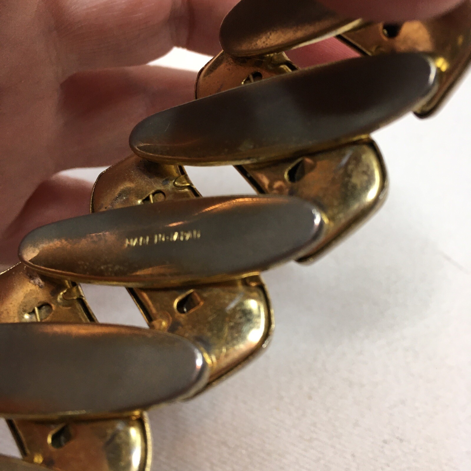Vintage Large Made In Japan Expanding Link Goldtone Costume Cuff Bracelet