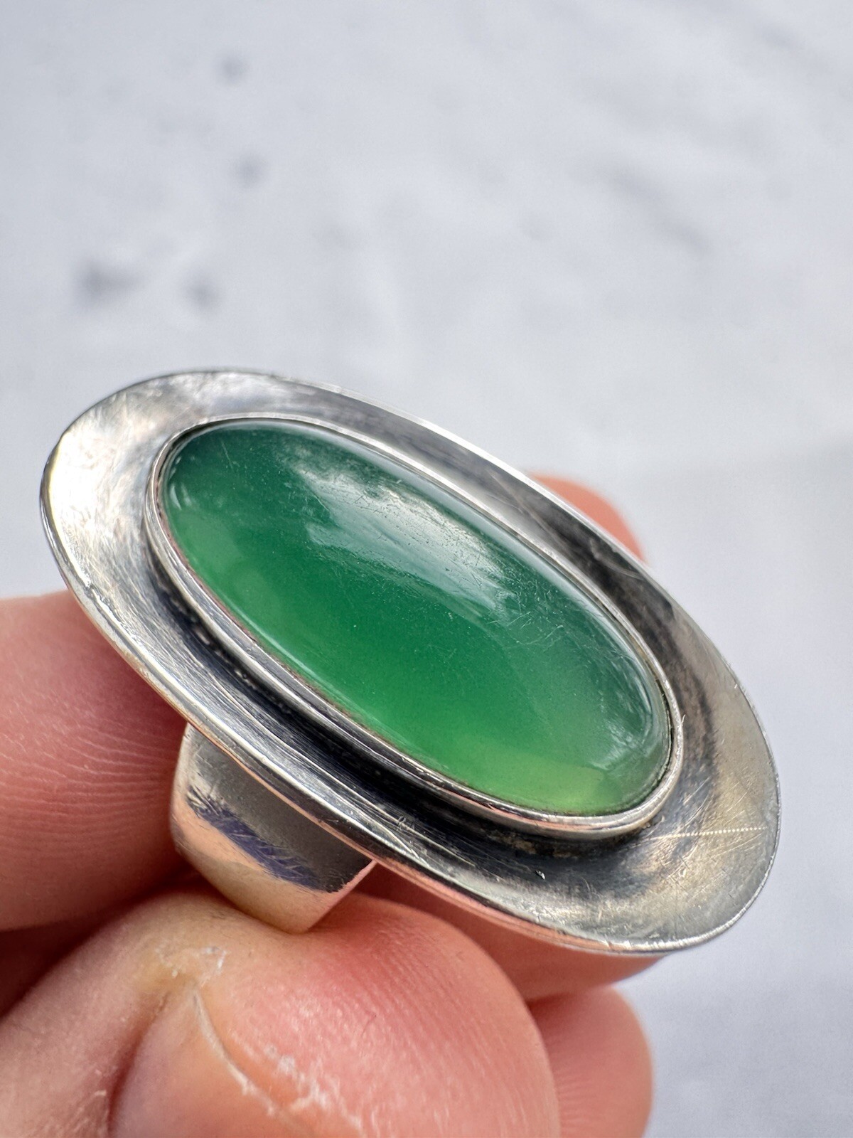 Stunning Niels Erik N.E. FROM Denmark Sterling Silver & Chrysoprase Ring