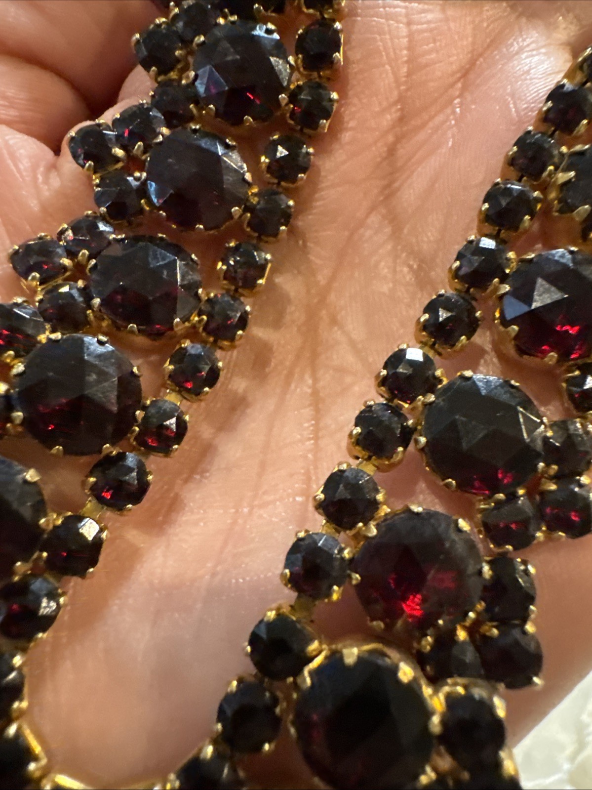 vintage gilt metal garnet necklace