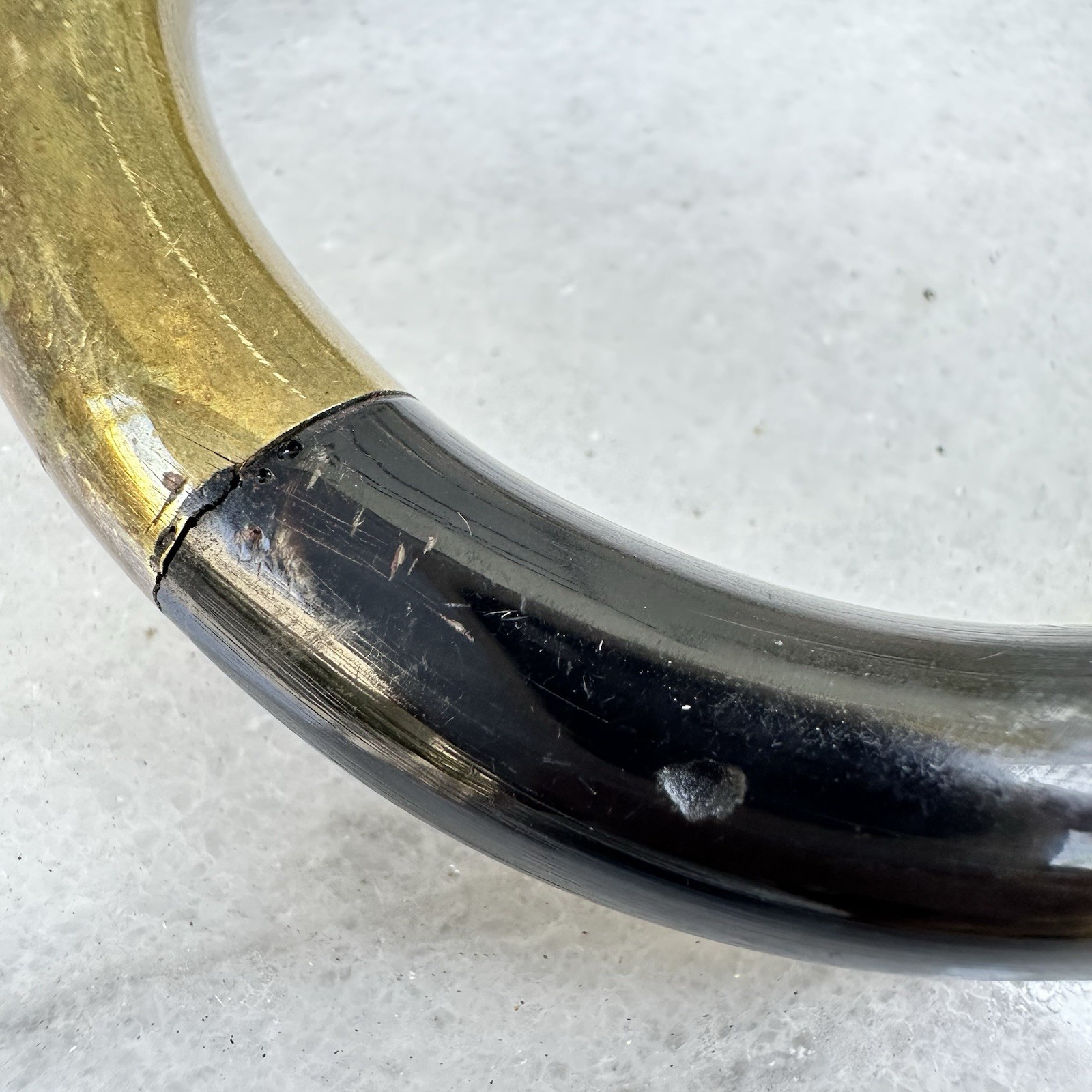 Vintage Black Coral Bangle Bracelet Brass Organic Material Modernist Sculptural