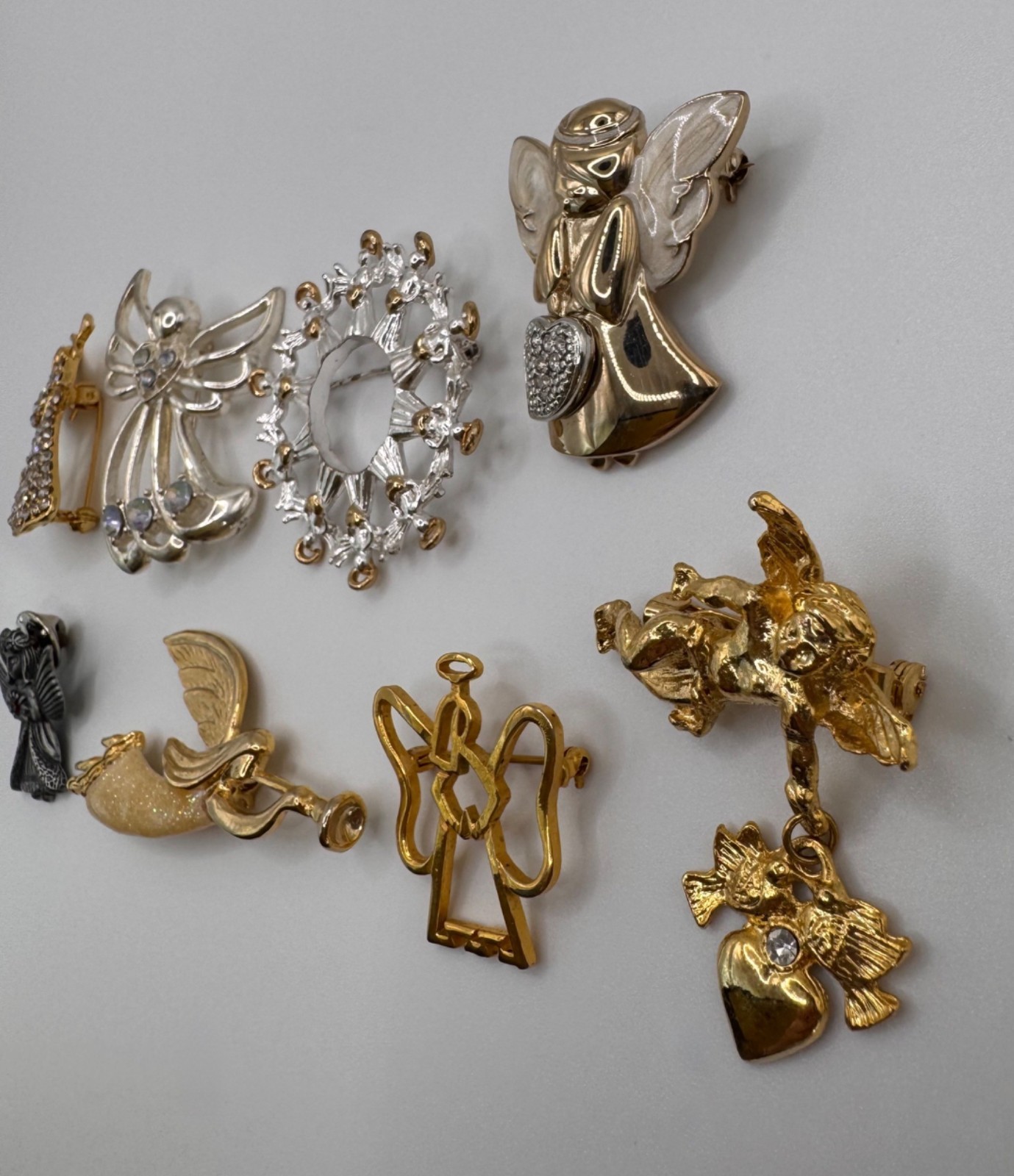 Vintage Angel Brooch Lot Signed Monet AAi Haskell Avon Mixed Craft Wearable
