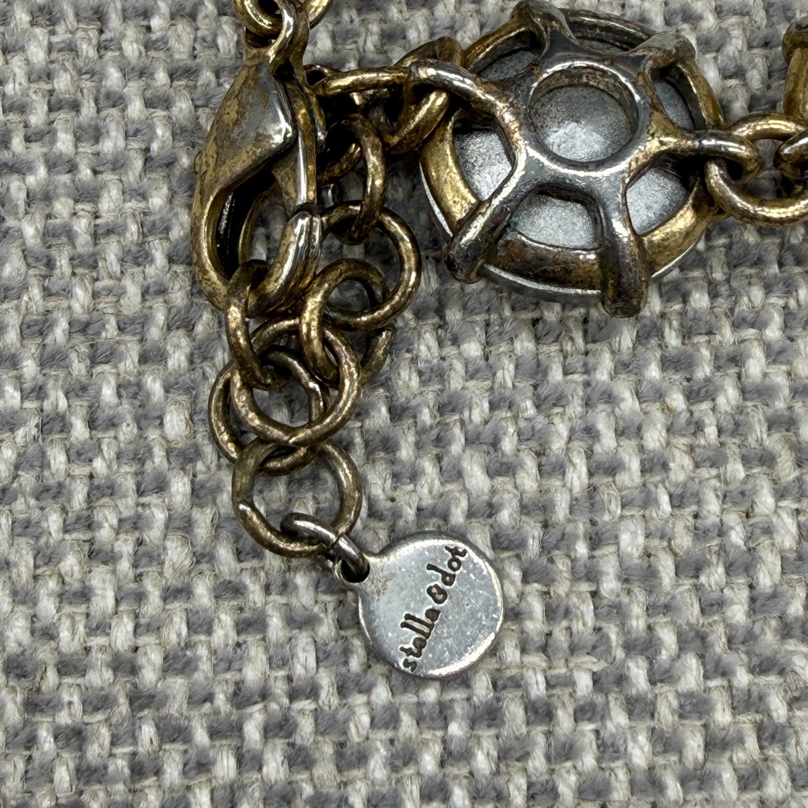 Vintage Stella Dot Amelie Bracelet Clear Rivoli Rhinestones Gold Tone Size 6.75
