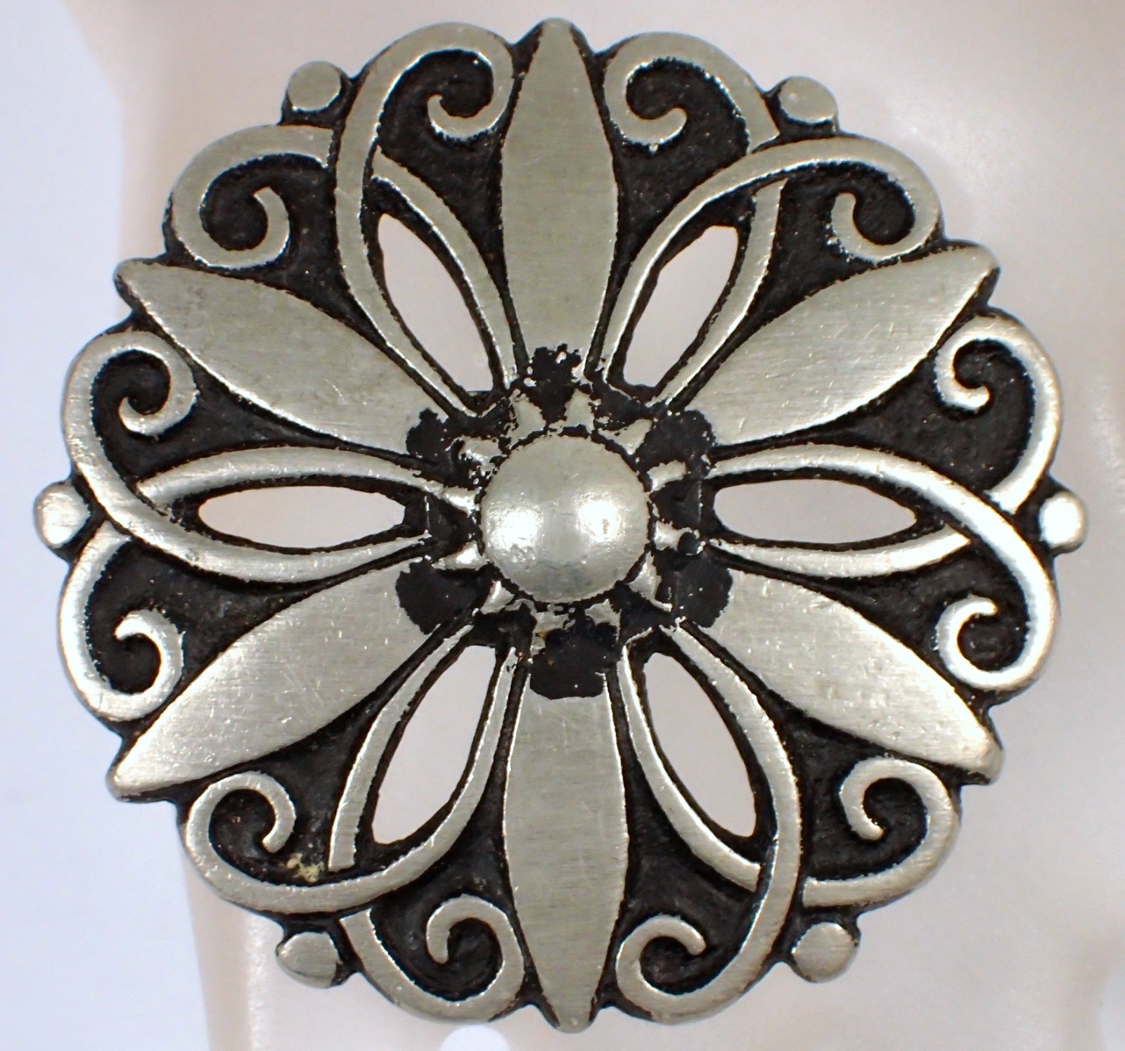 HUGE Vtg MCM Borje Tennung Sweden BT T9 Pewter Flower Brooch Pendant Necklace