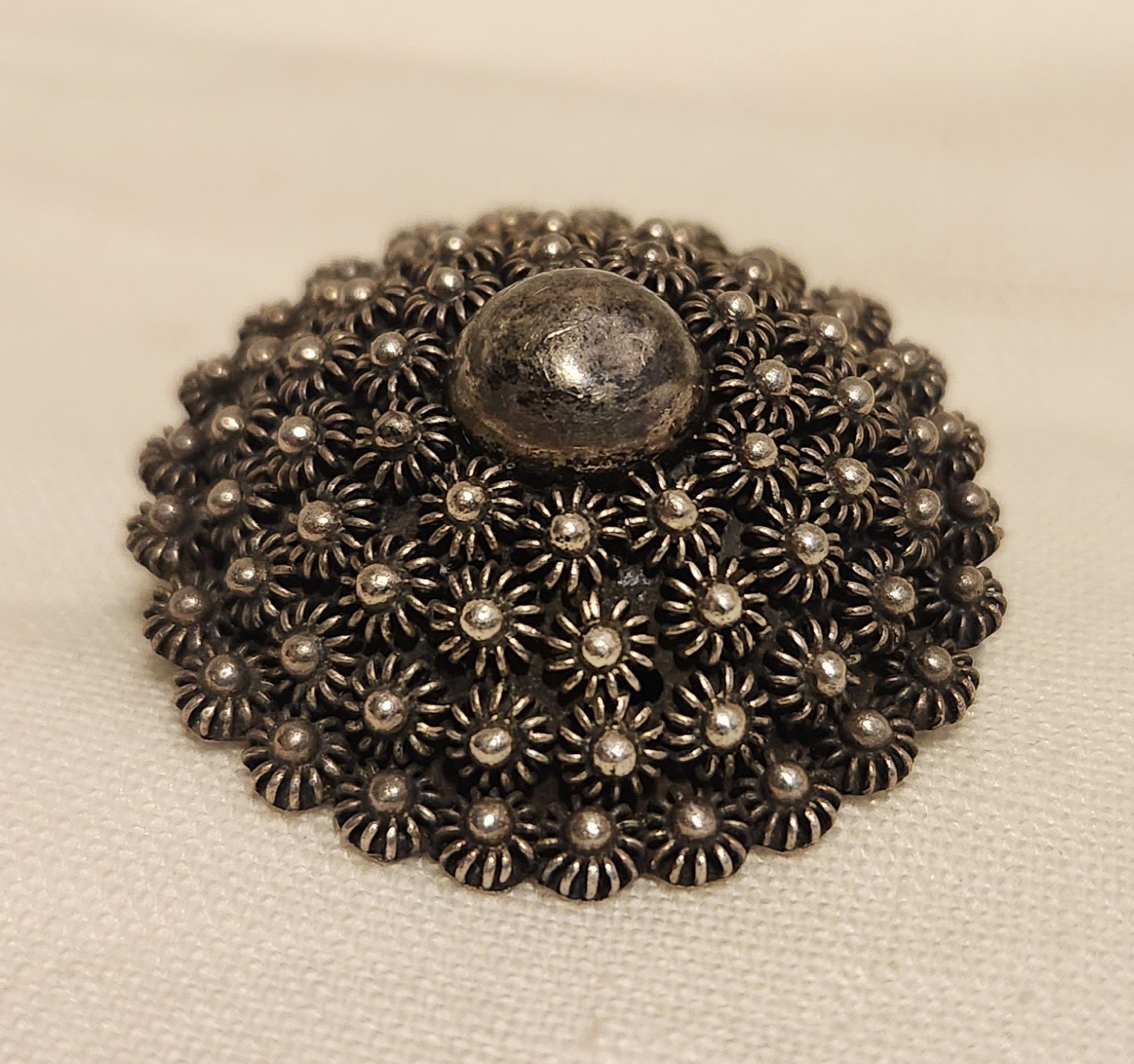 Vintage 925 Sterling Silver Cannetille Style Mexico M.D. Artist Signed Brooch