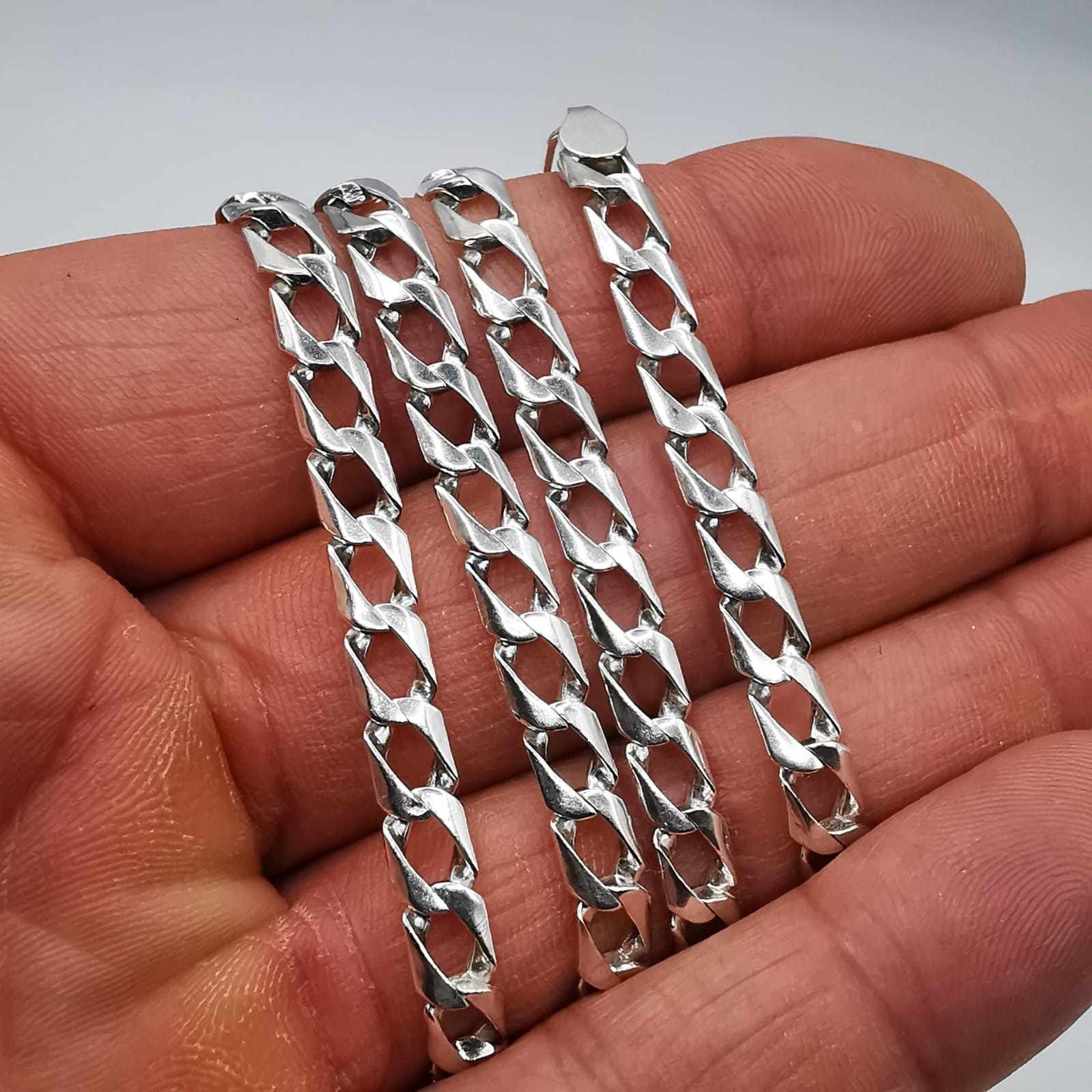 Vintage 925 Sterling Silver Chain Necklace Signed Handmade 7.0oz 19.80g