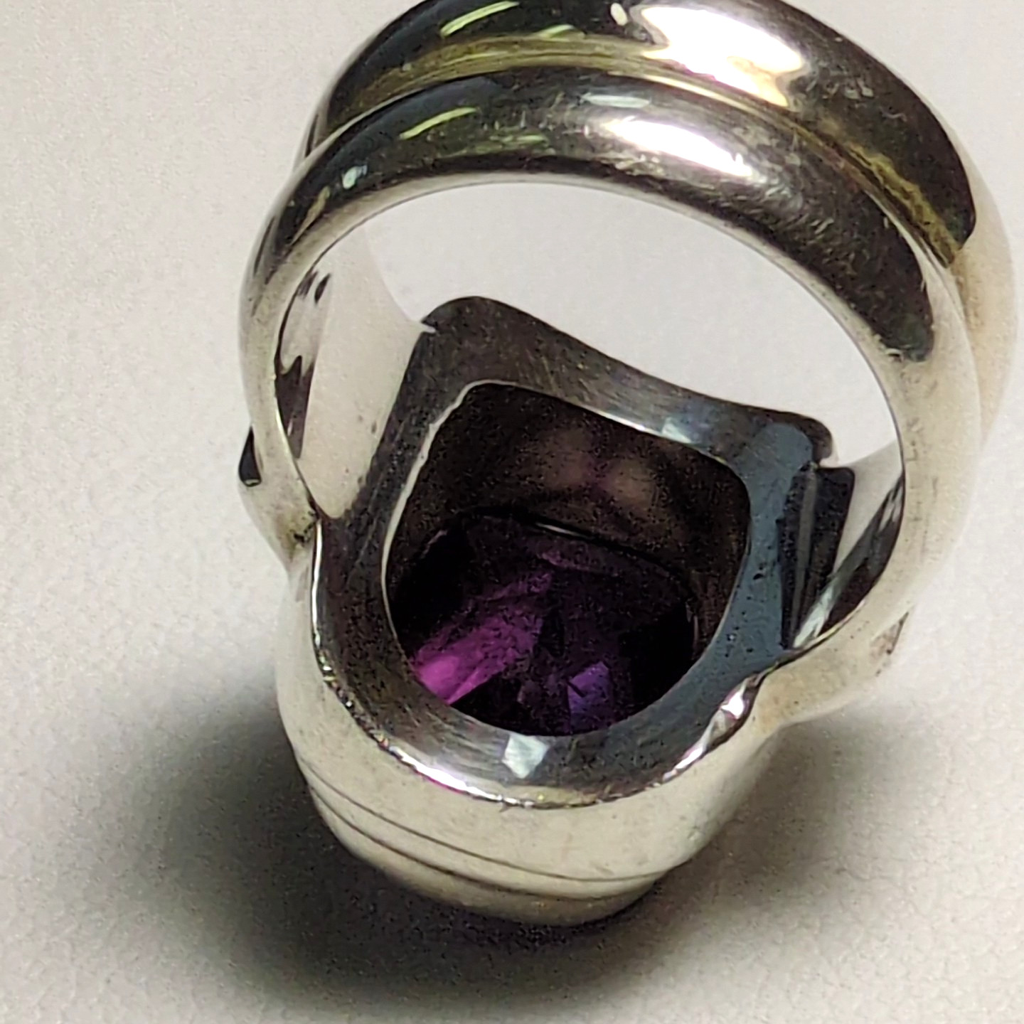 SARDA 925 Sterling Silver Amethyst Cushion Cut Statement Ring Size 6 High Dome