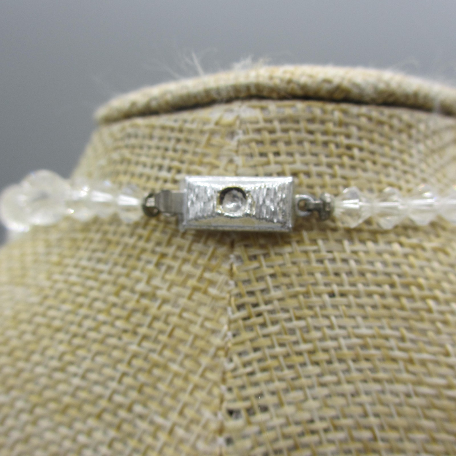 Vintage AB Necklace Clear Bicone Beads 23 Inch