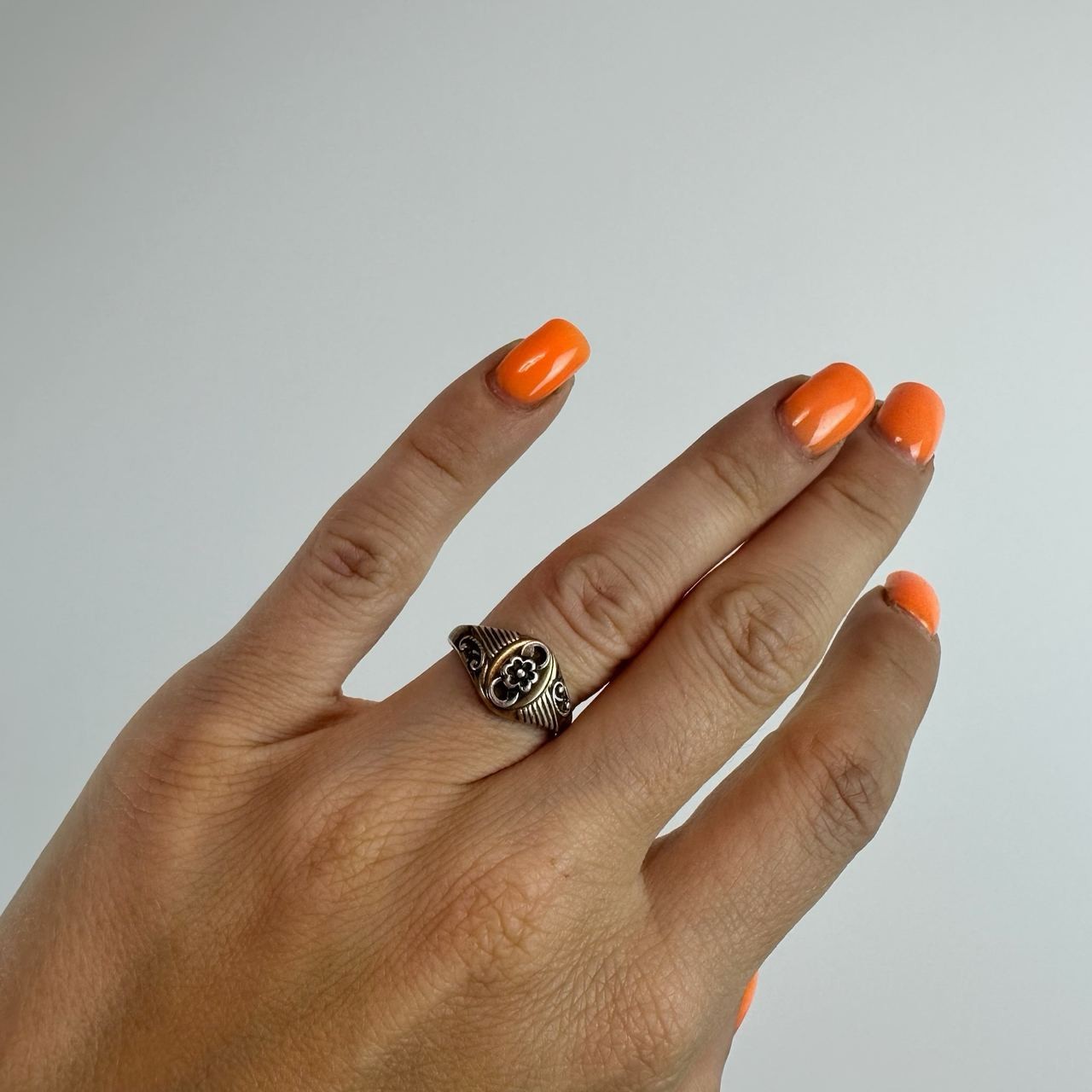 Vintage Soviet RING Silver ⭐875 mark Star of the USSR, Women’s jewelry, flower