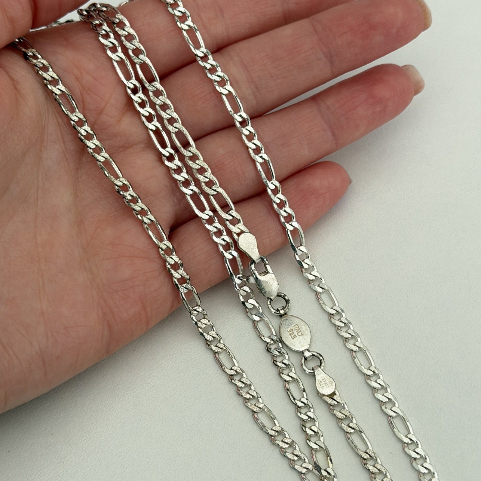 925 Italy Sterling Silver Vintage Figaro Chain Link Necklace 24″
