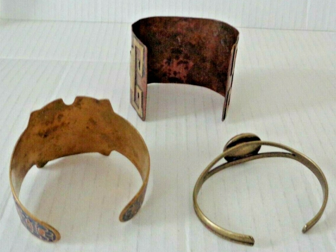 Copper/brass enameled cuff bracelets (3)