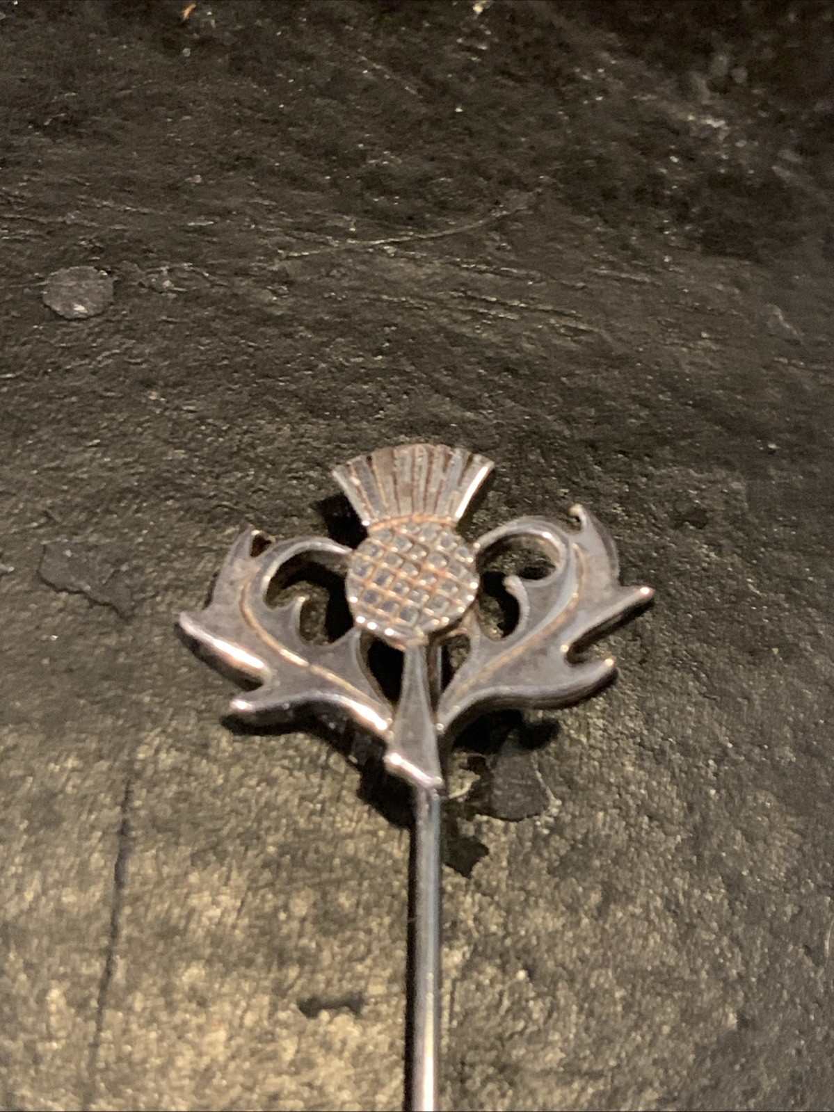 Vintage Scottish Thistle Silver Tone Stick Pin. Approximately 2 Inches Long.