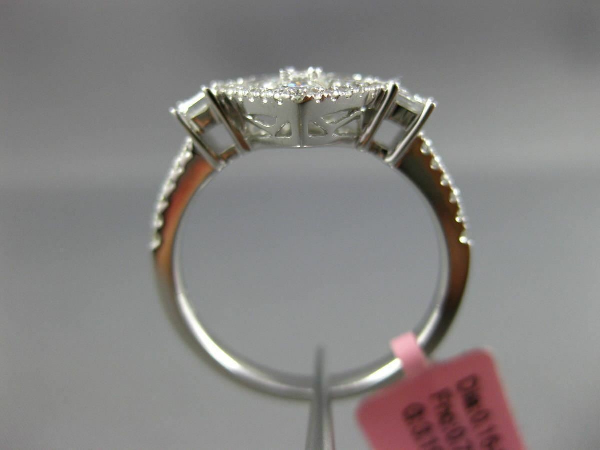 ESTATE .93CT DIAMOND 18KT WHITE GOLD 3D FLOWER SQUARE PROMISE RING F/G VVS/VS