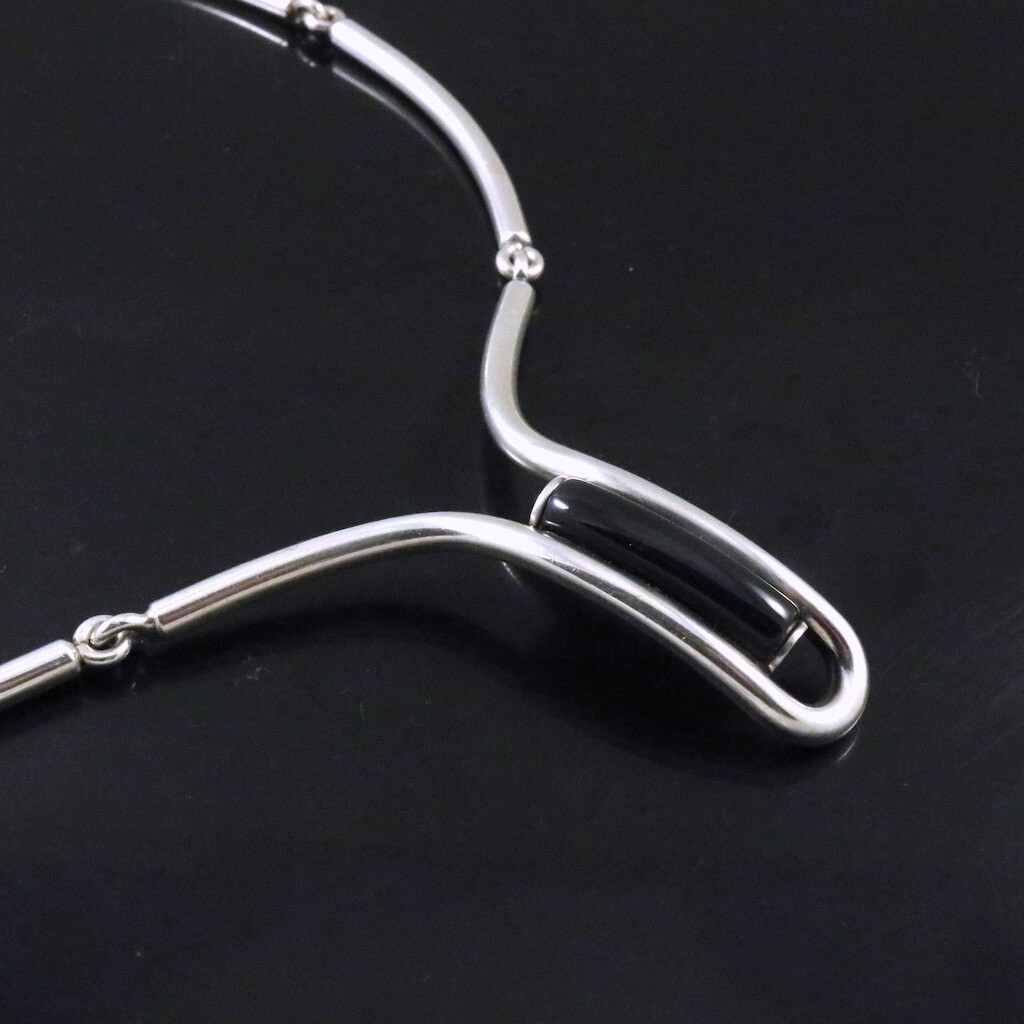 N. E. From – Denmark. Sterling Silver Necklace with Onyx – 1960s