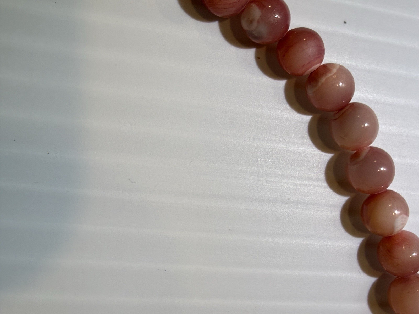 Vintage Pink Agate Bead Necklace Set 2pc Natural Stone 30in & 16.5in