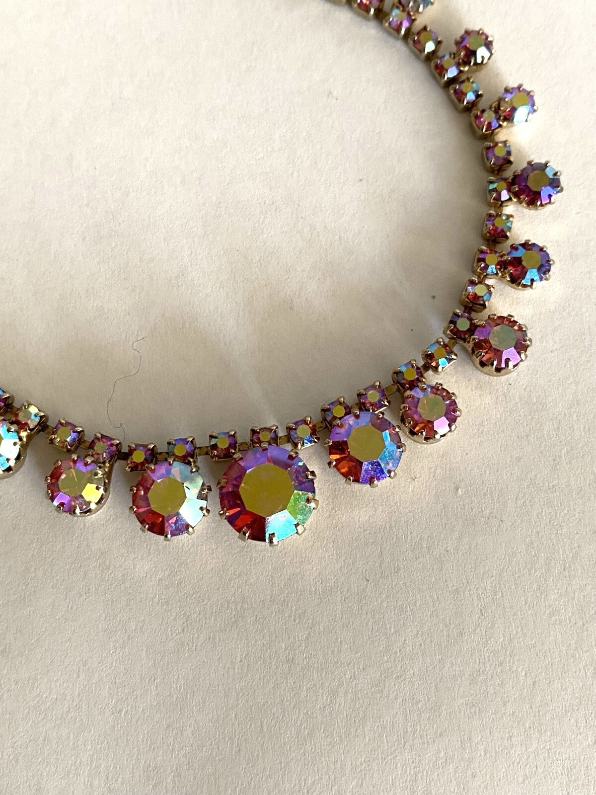 Vintage Pink Aurora Borealis Choker Necklace Only