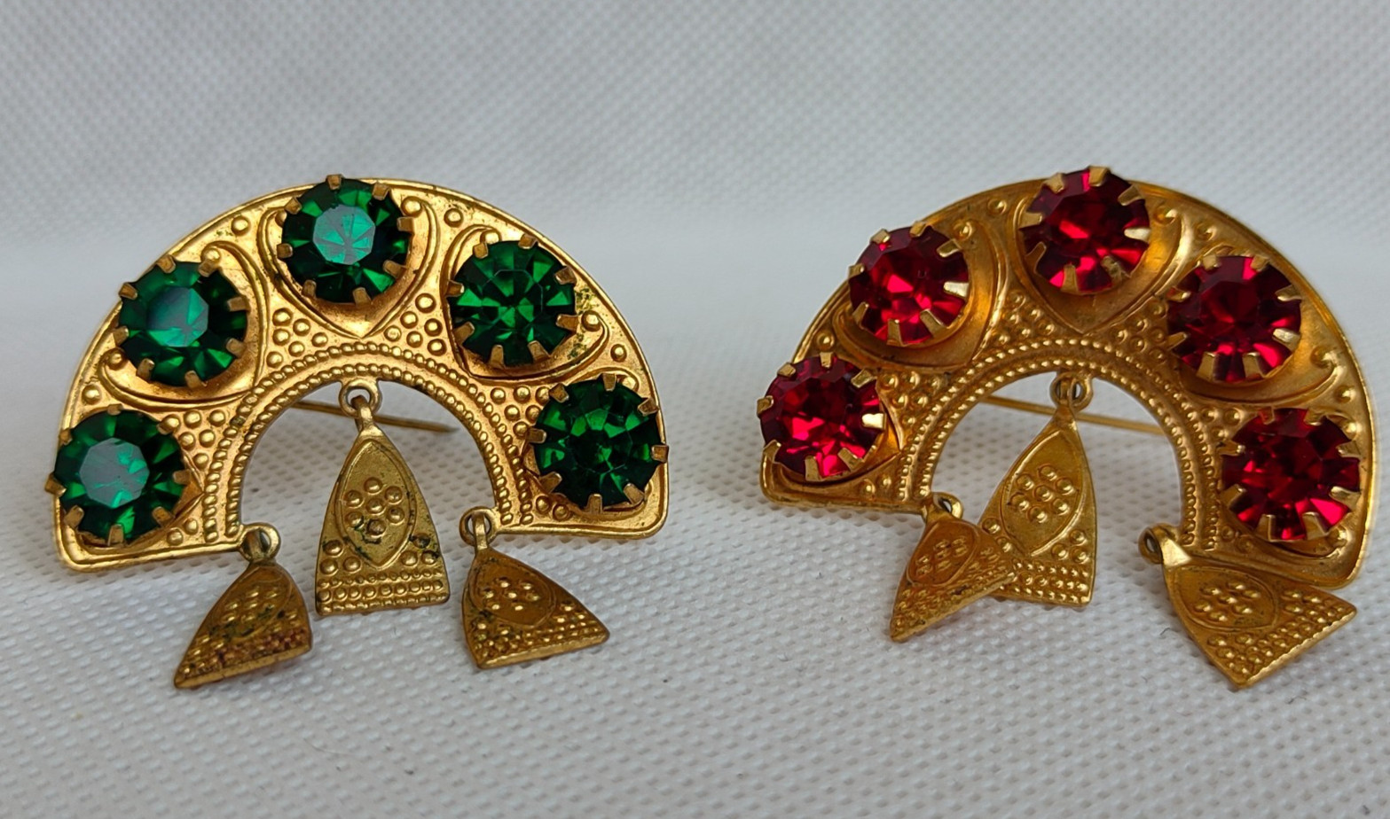 Vintage set of Soviet Czechoslovakian brooches with stones, 2 pcs. USSR.