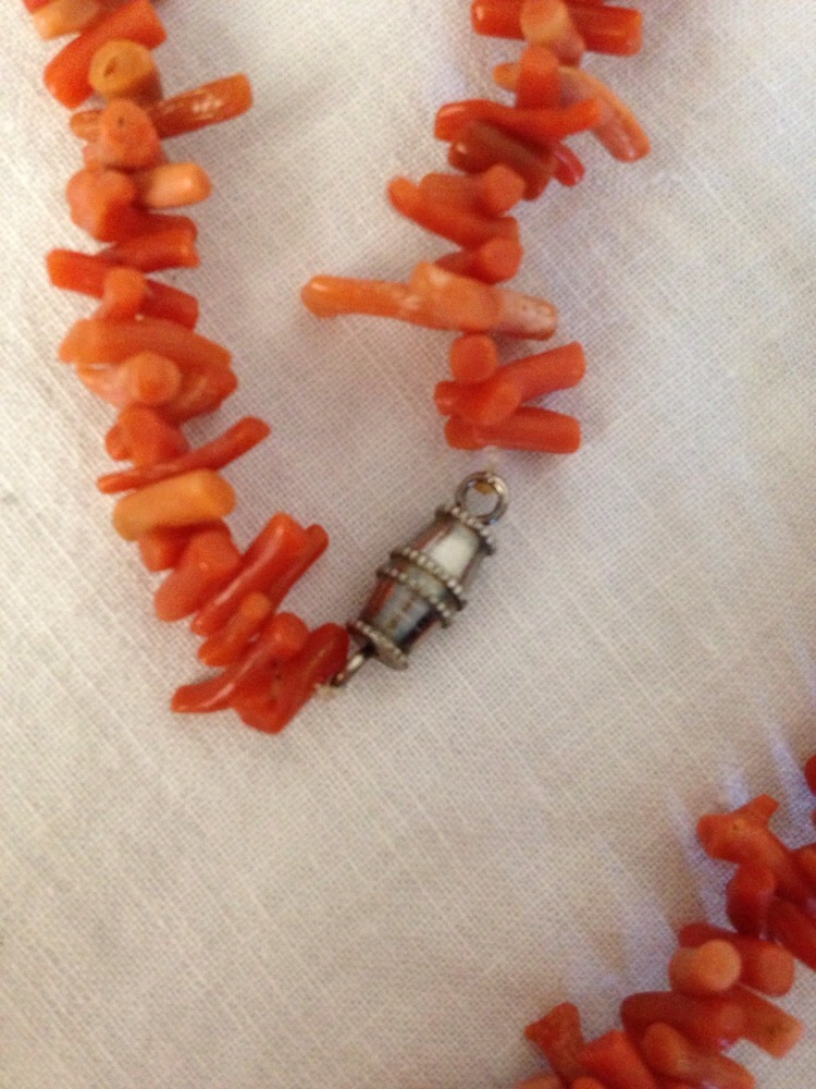 Vintage Real CORAL Necklace Natural Branch LONG 27″ Strand Pink Salmon Color
